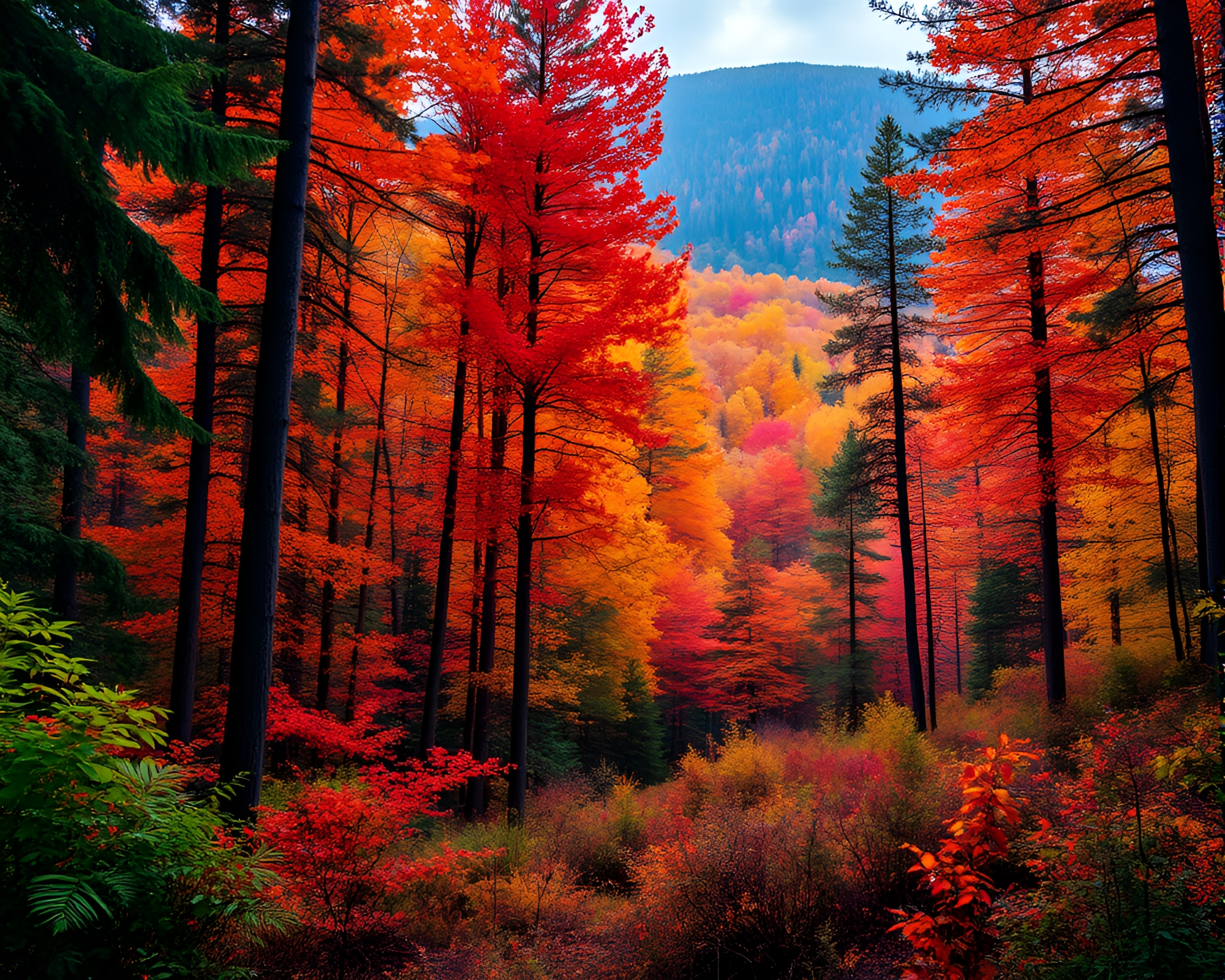 Vibrant Forest Landscape with Glowing Clearing – free AI stock image