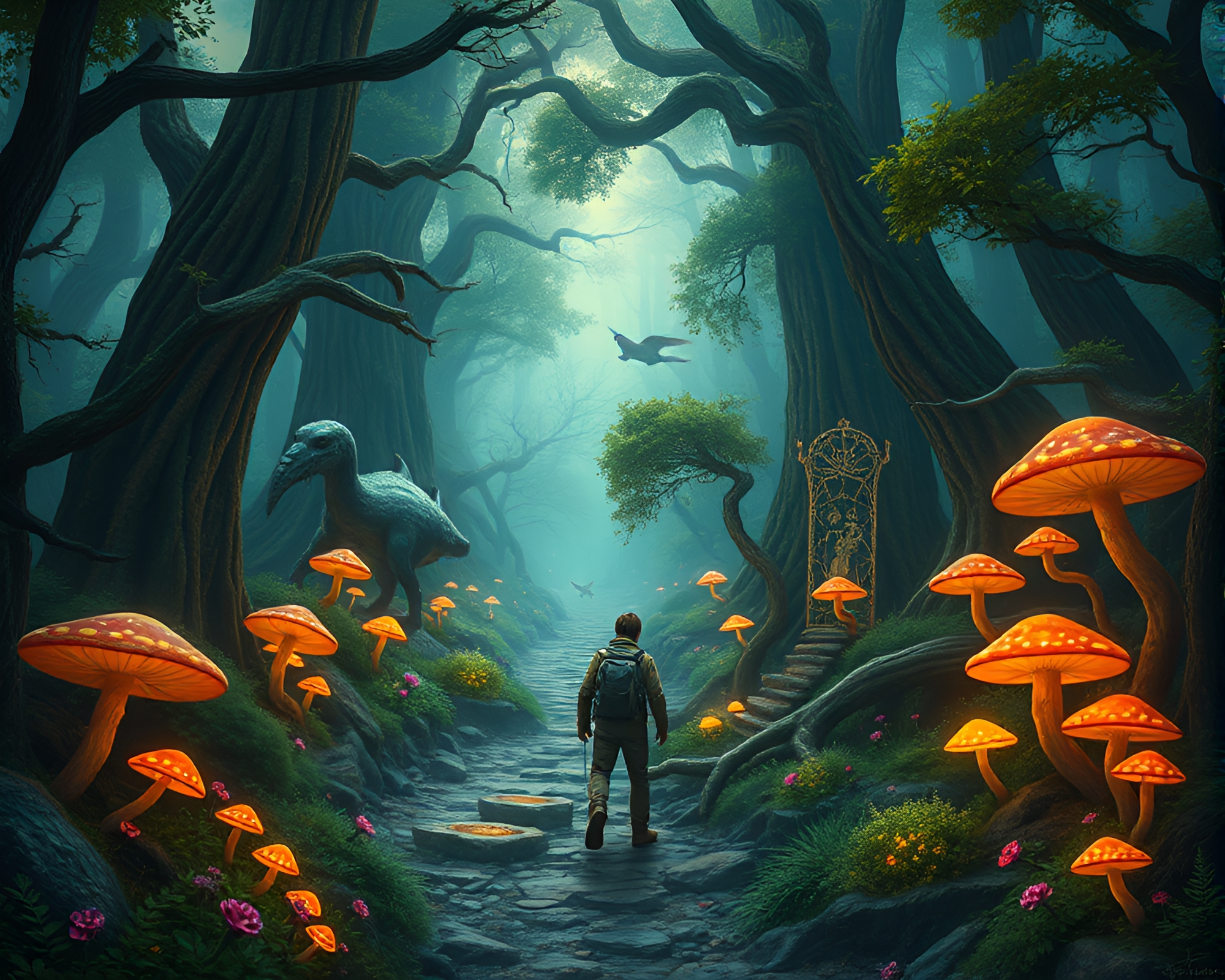 Enchanted Forest Exploration Adventure – free AI stock image