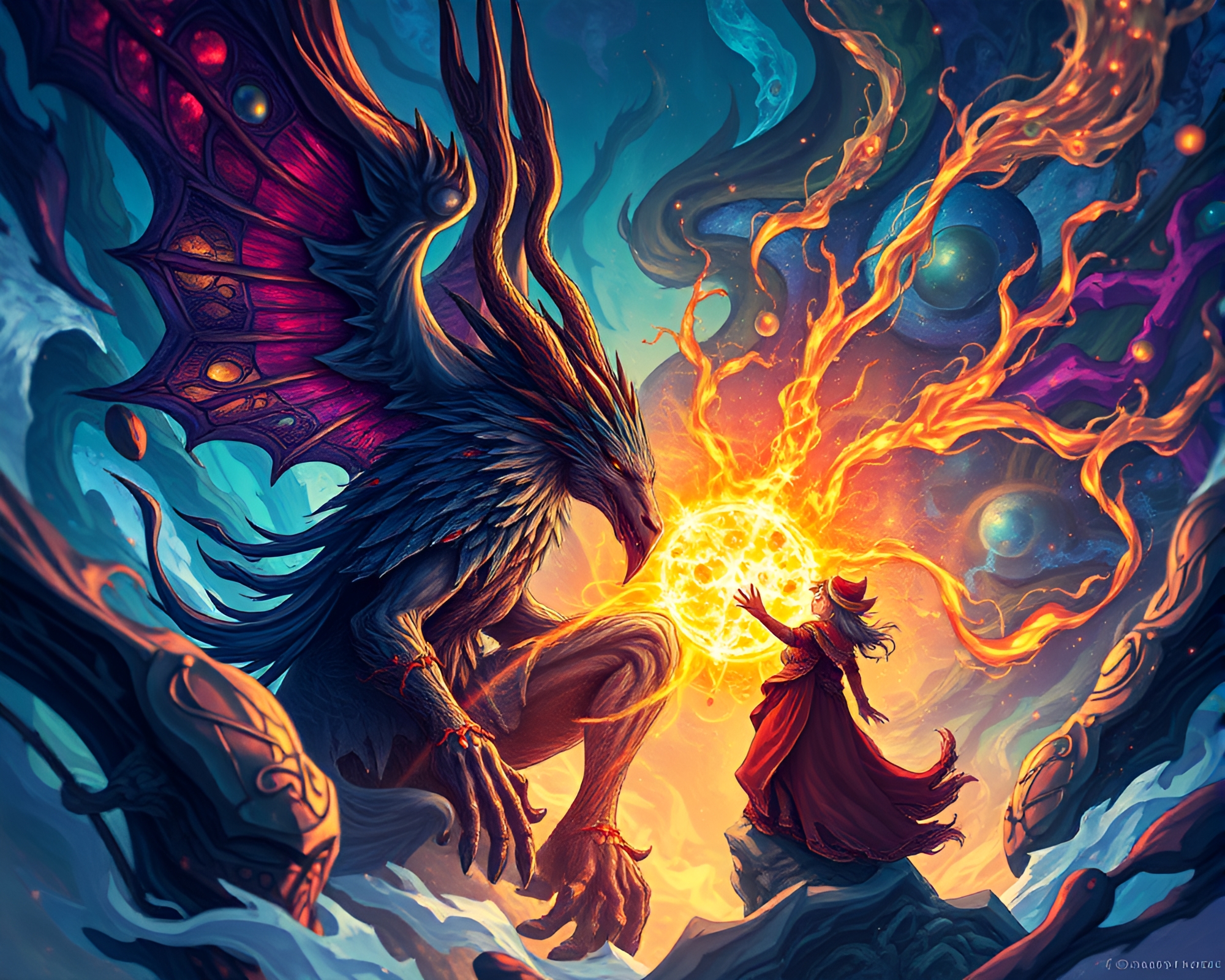 Vibrant Fantasy Illustration With Intricate Details – free AI stock image