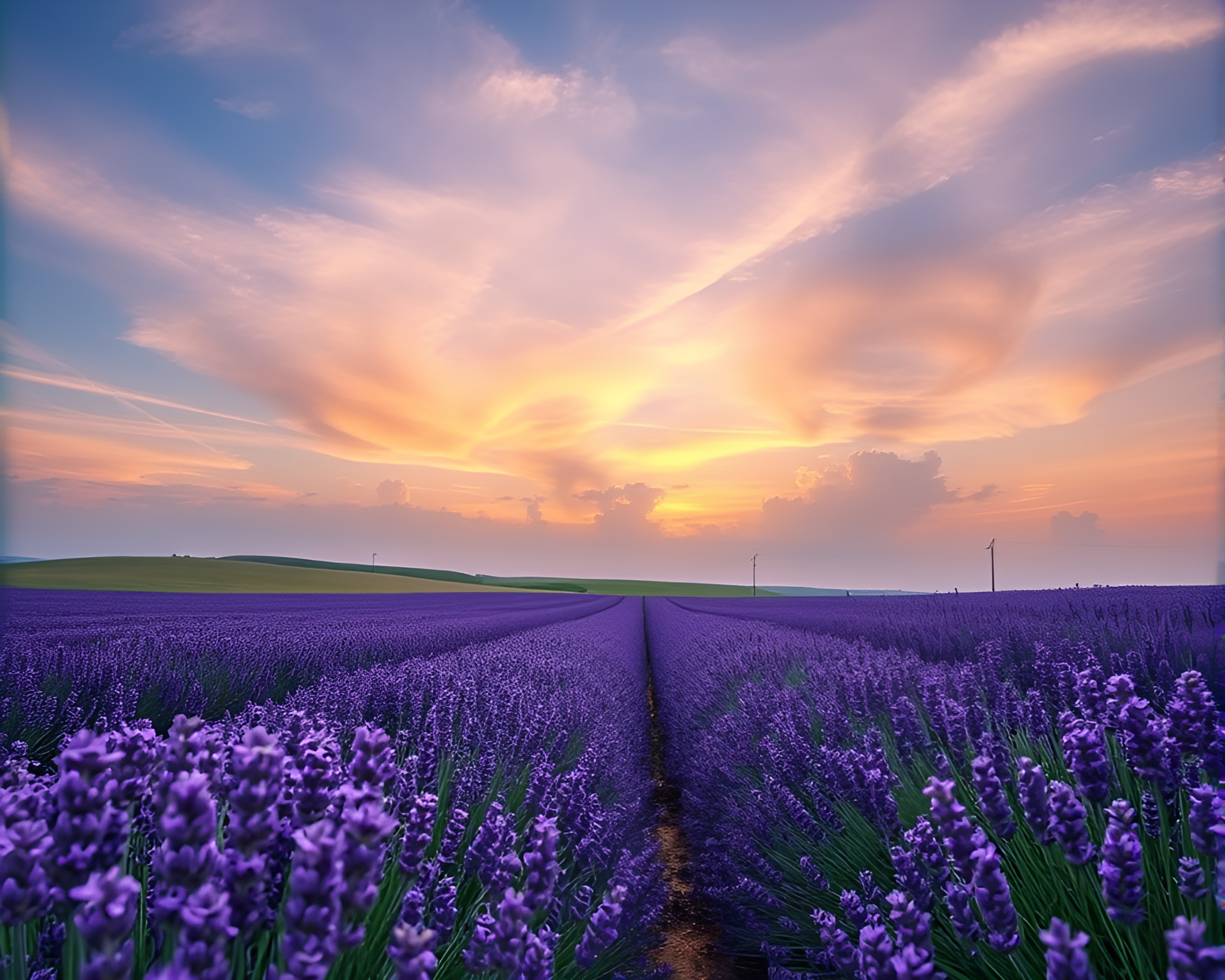 Lavender Fields Serenity – free AI stock image