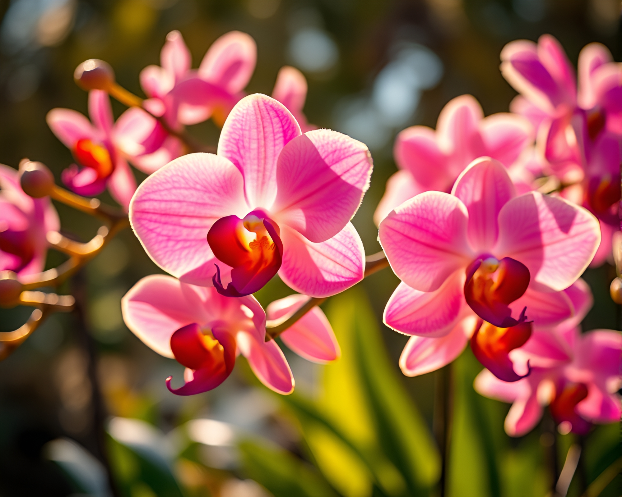 Bright Orchid Blooms: Vibrant Florals in Spring – free AI stock image