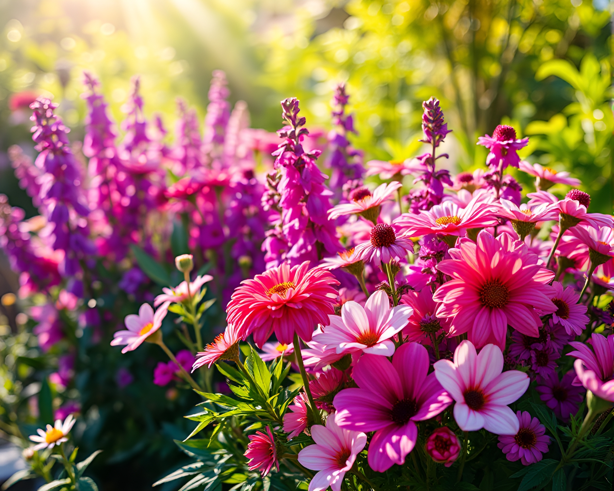 Vibrant Floral Arrangement Blooming Under Soft Sunlight – free AI stock image
