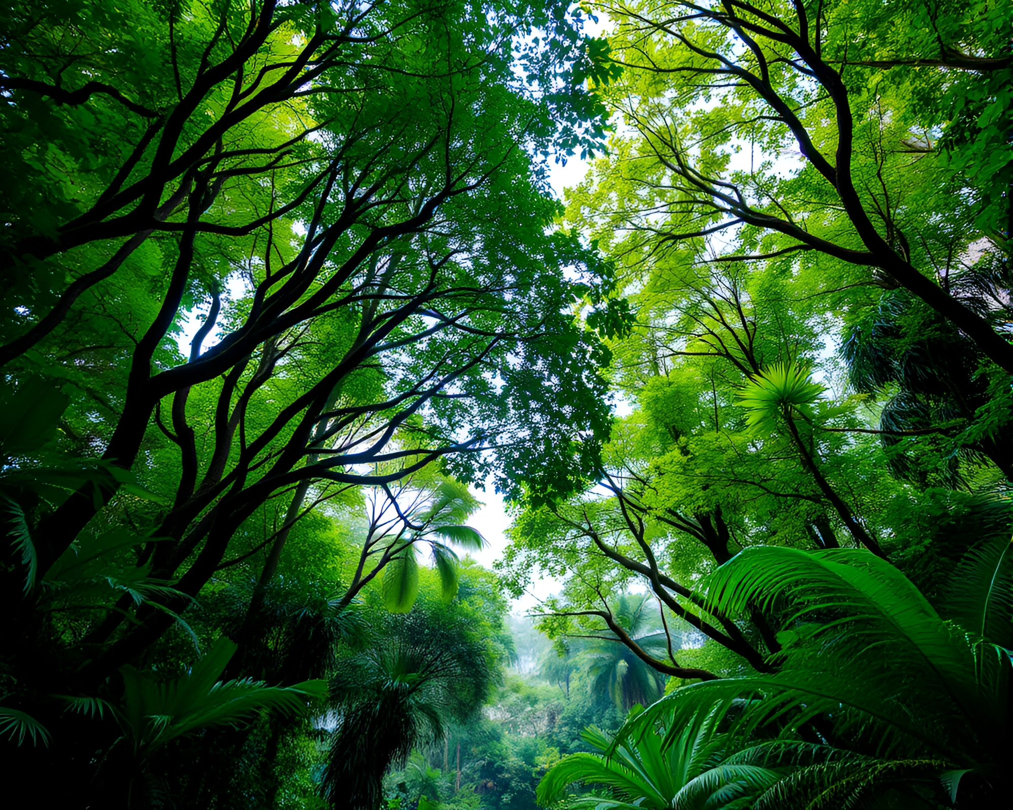 Lush Forest Canopy in Rainforest – free AI stock image