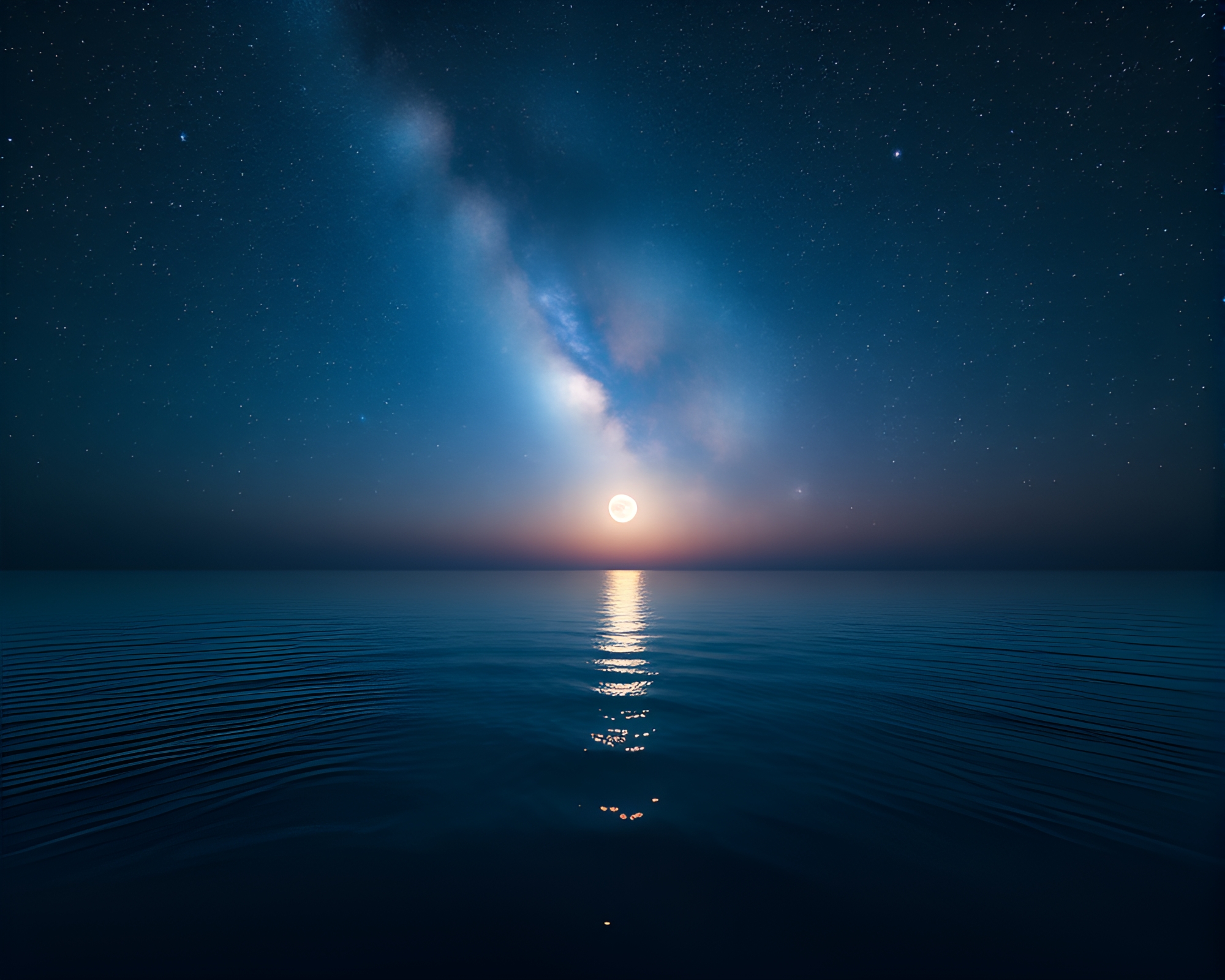 Starry Night Sky Over Calm Ocean – free AI stock image
