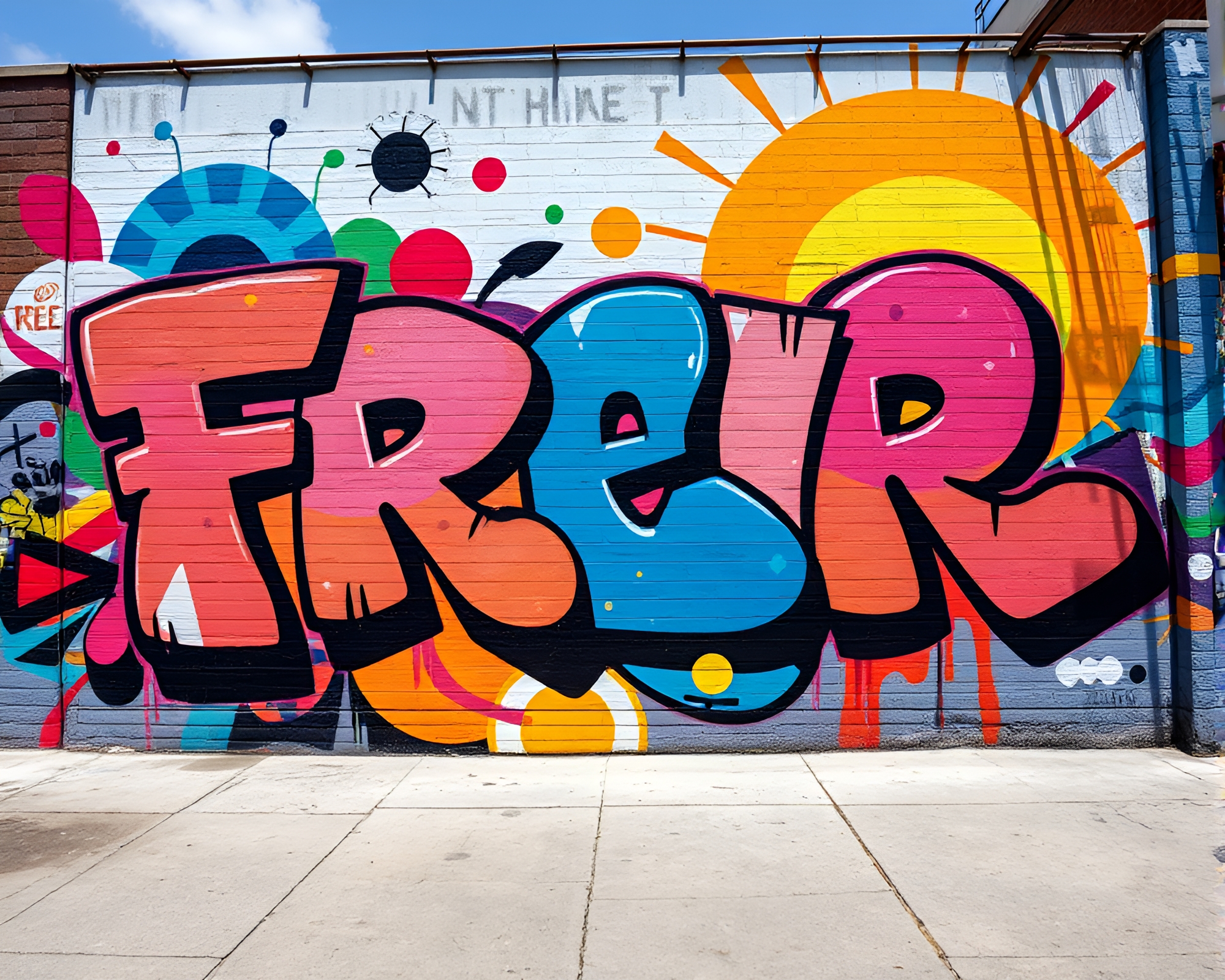 Vibrant Graffiti Street Art Mural in Abstract Style – free AI stock image