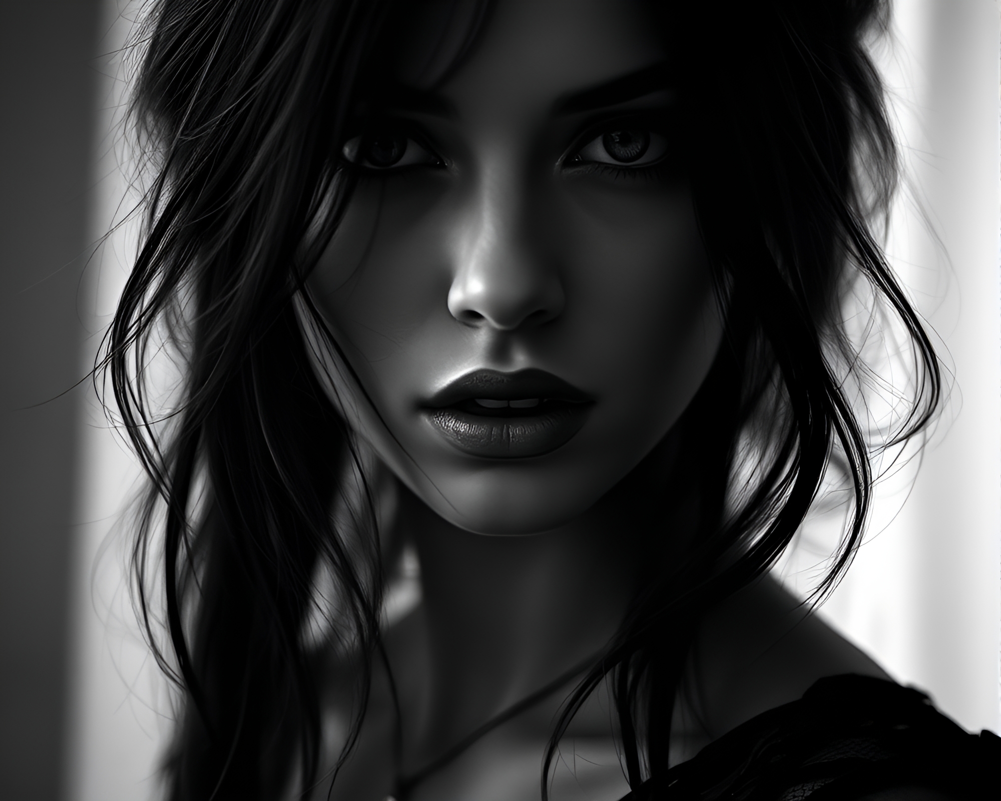 Stunning Portrait in Monochrome – free AI stock image