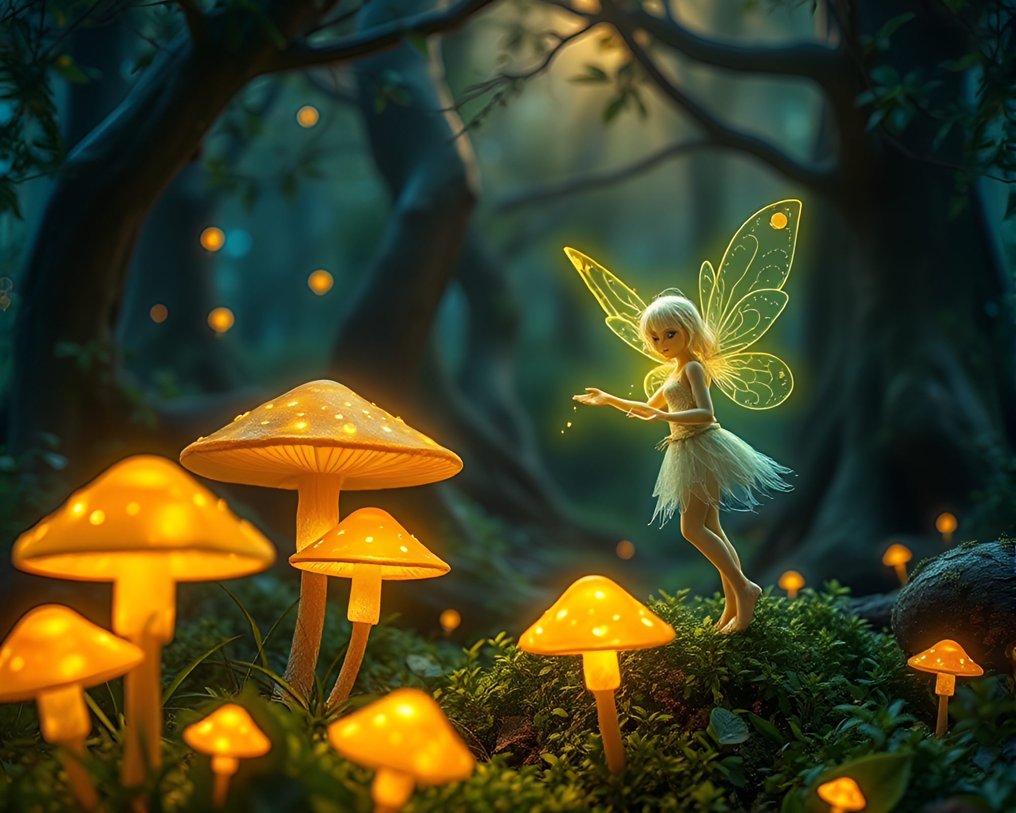 Ethereal Fairy in Enchanted Forest Wonderland – free AI stock image