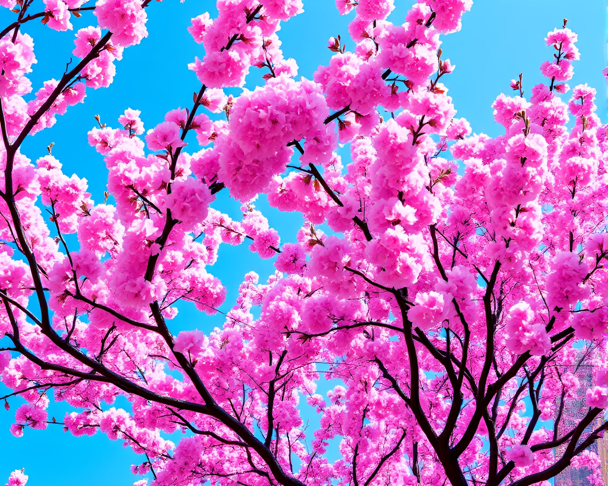 Vivid Cherry Blossom Trees in Bloom – free AI stock image