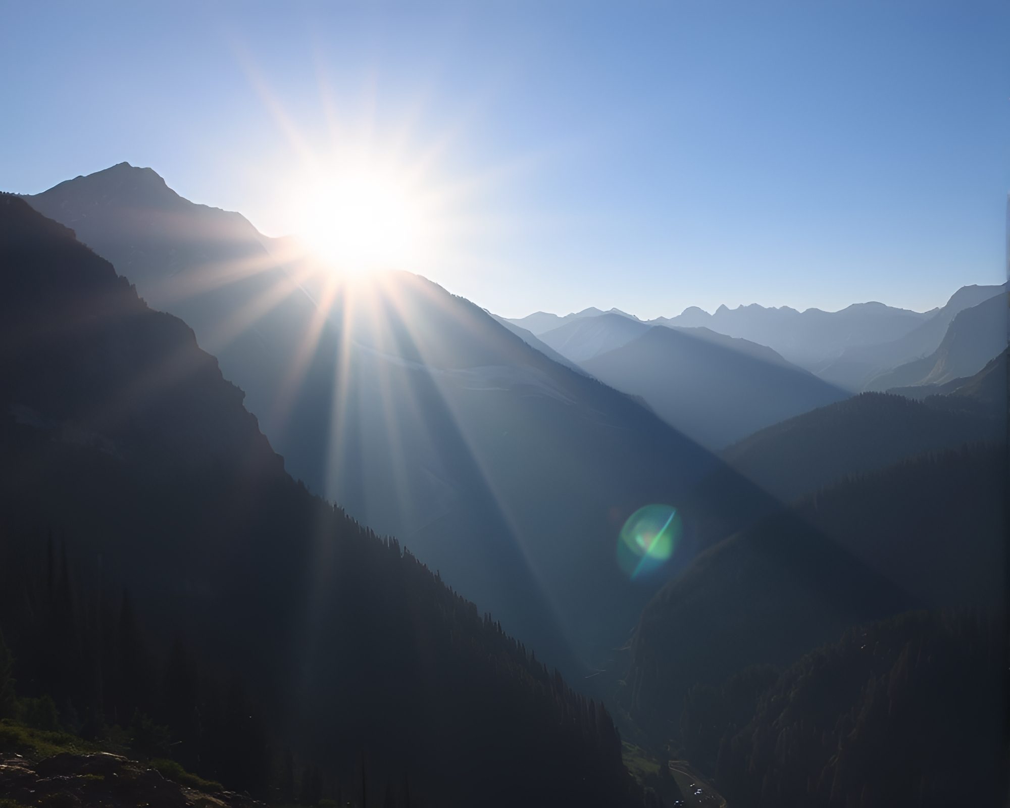 Majestic Mountain Landscape at Sunrise – free AI stock image