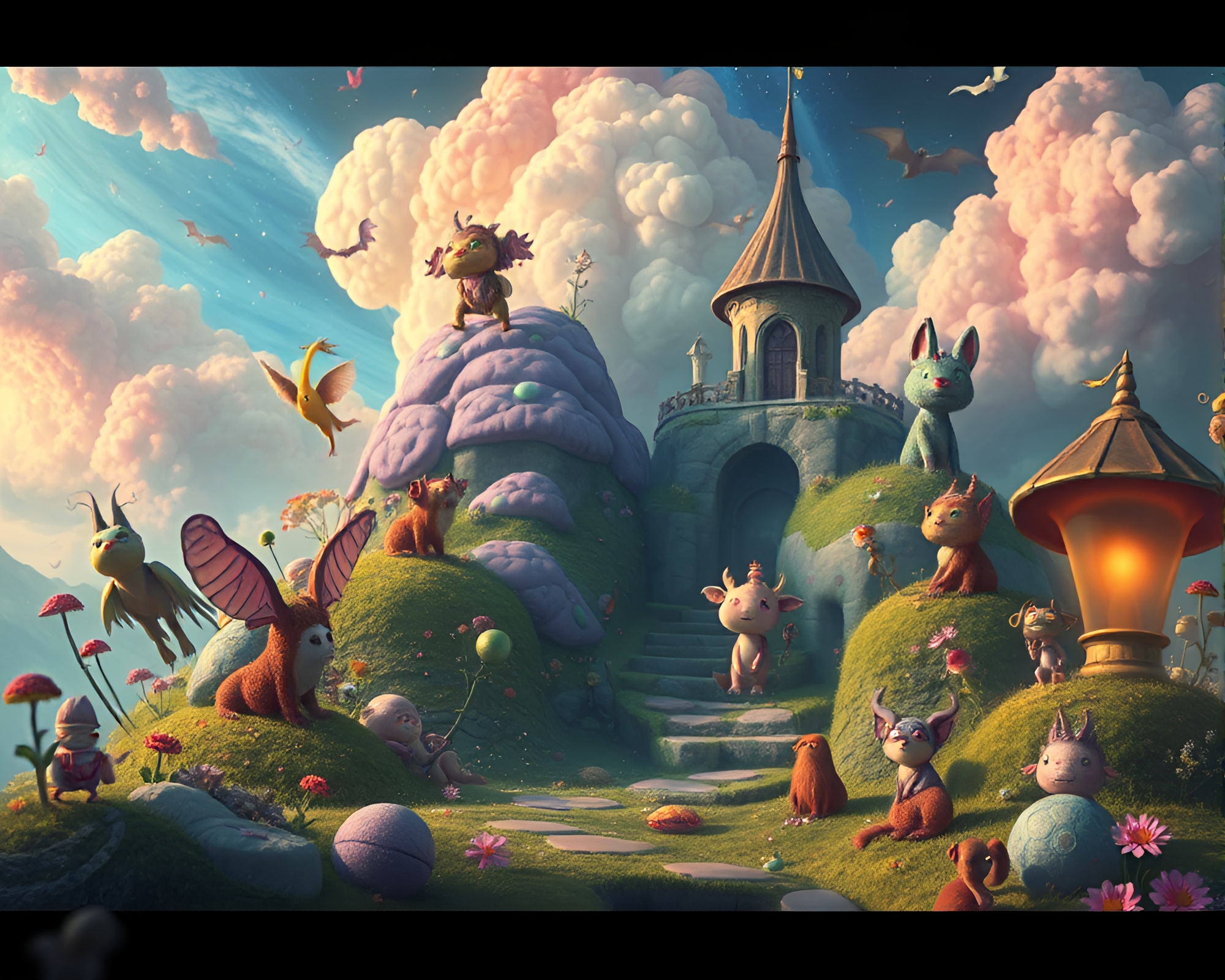 Dreamy Surreal Fantasy with Enchanting Creatures – free AI stock image