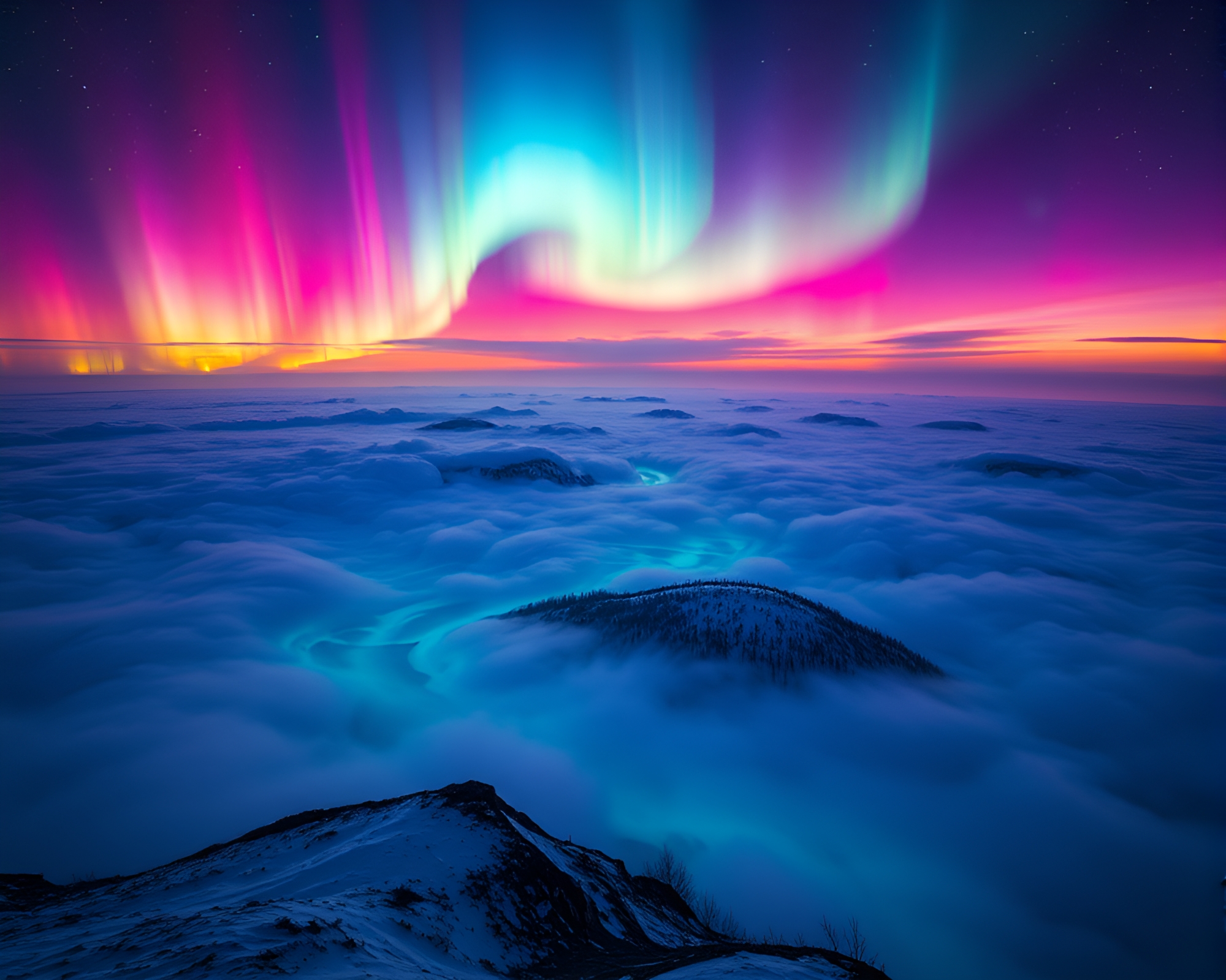Spectacular Aurora Borealis Dance in the Dark Sky – free AI stock image