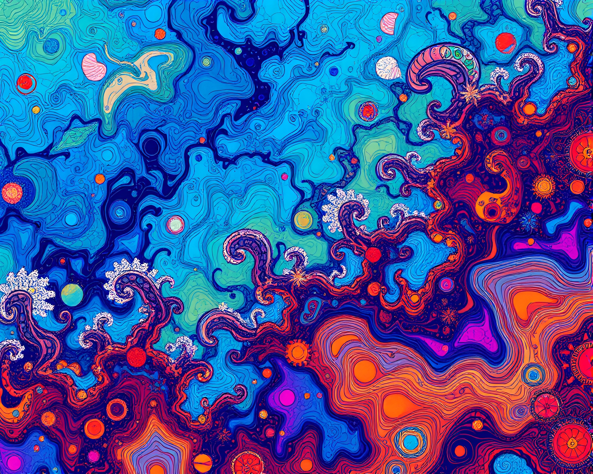 Vibrant Ocean Artwork in Abstract Style – free AI stock image