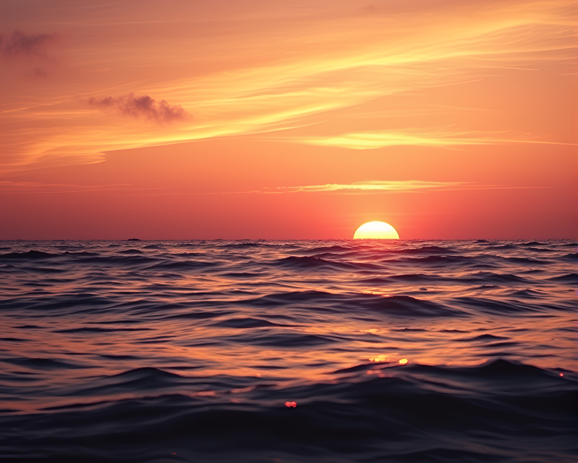 Magnificent Sunset Over Serene Ocean Waves – free AI stock image