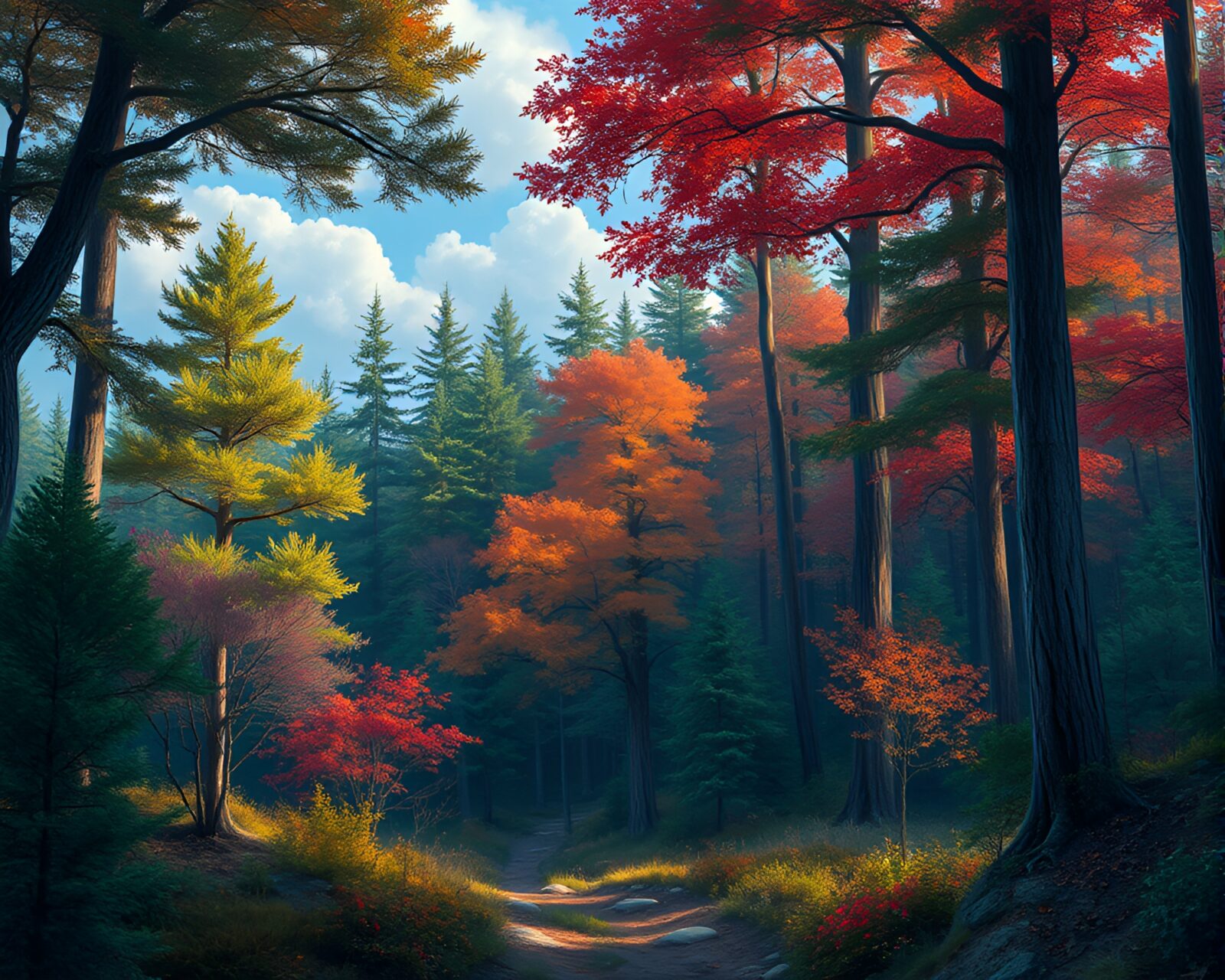 Vibrant forest landscape with stunning realistic detailing