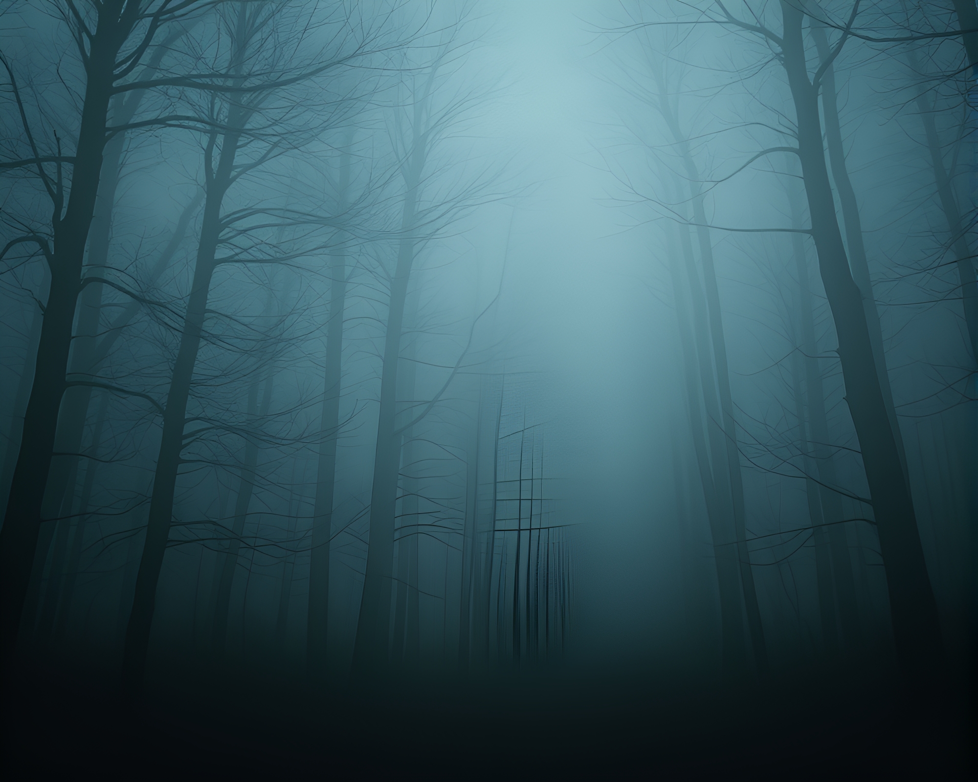 Mysterious Foggy Forest Enshrouded in Silence – free AI stock image