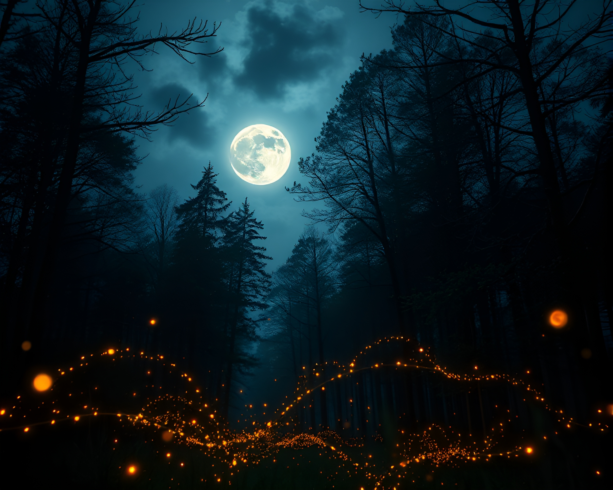 Ethereal Nightfall in Enchanted Forest – free AI stock image