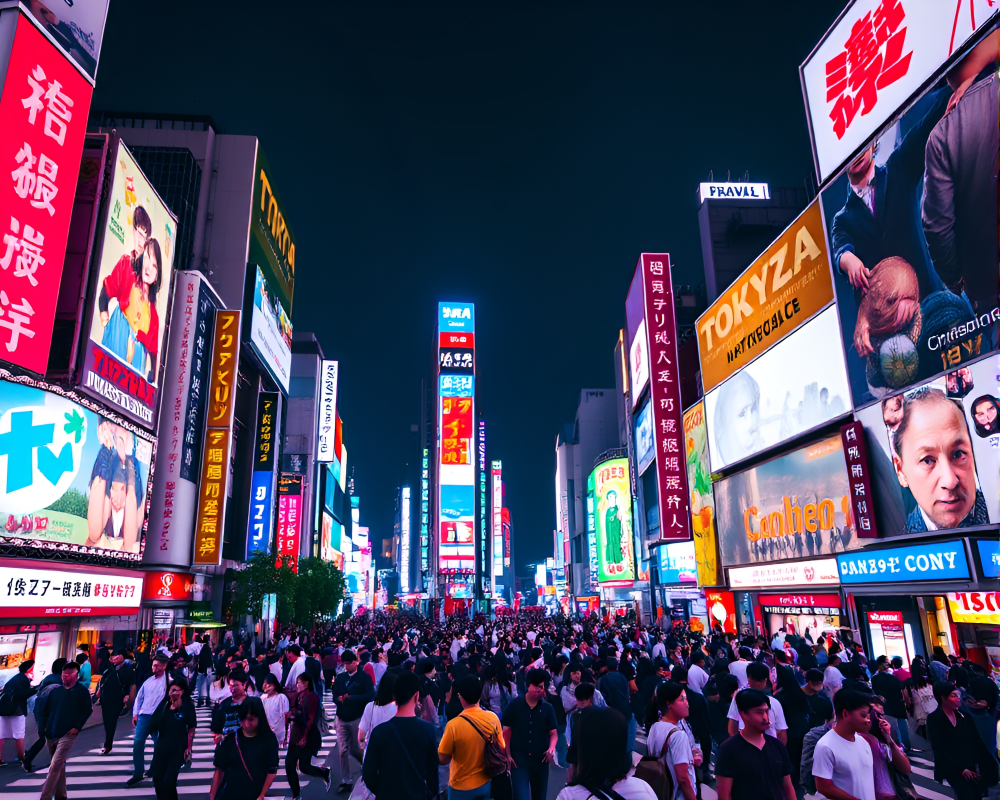 Vibrant Shibuya Crossing at Night – free AI stock image