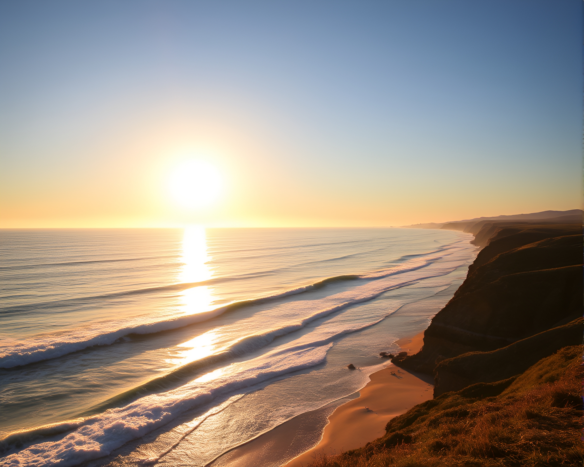 Golden Hour Glow in Coastal Serenity – free AI stock image