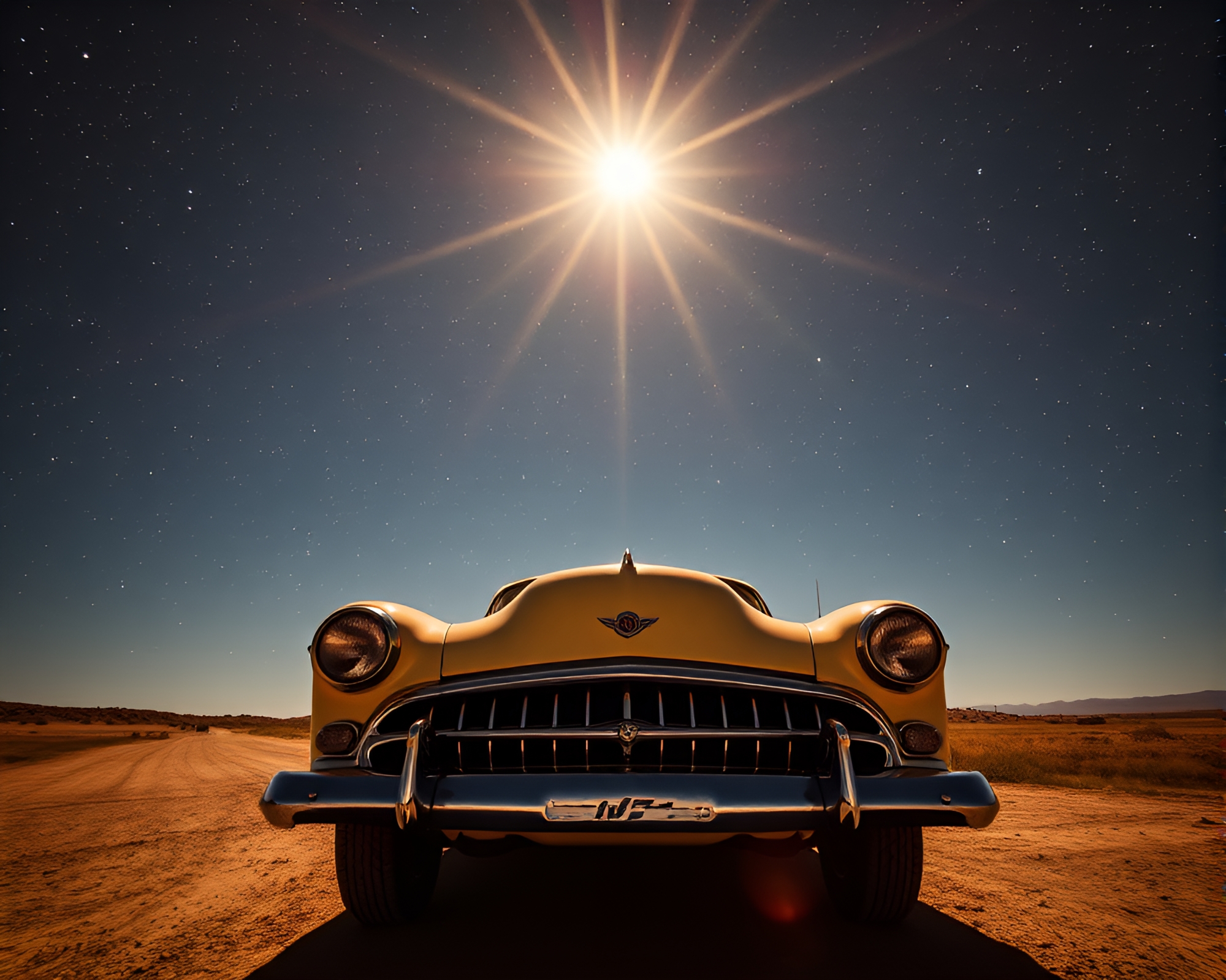 Vintage Car and Starlit Sky Beauty – free AI stock image