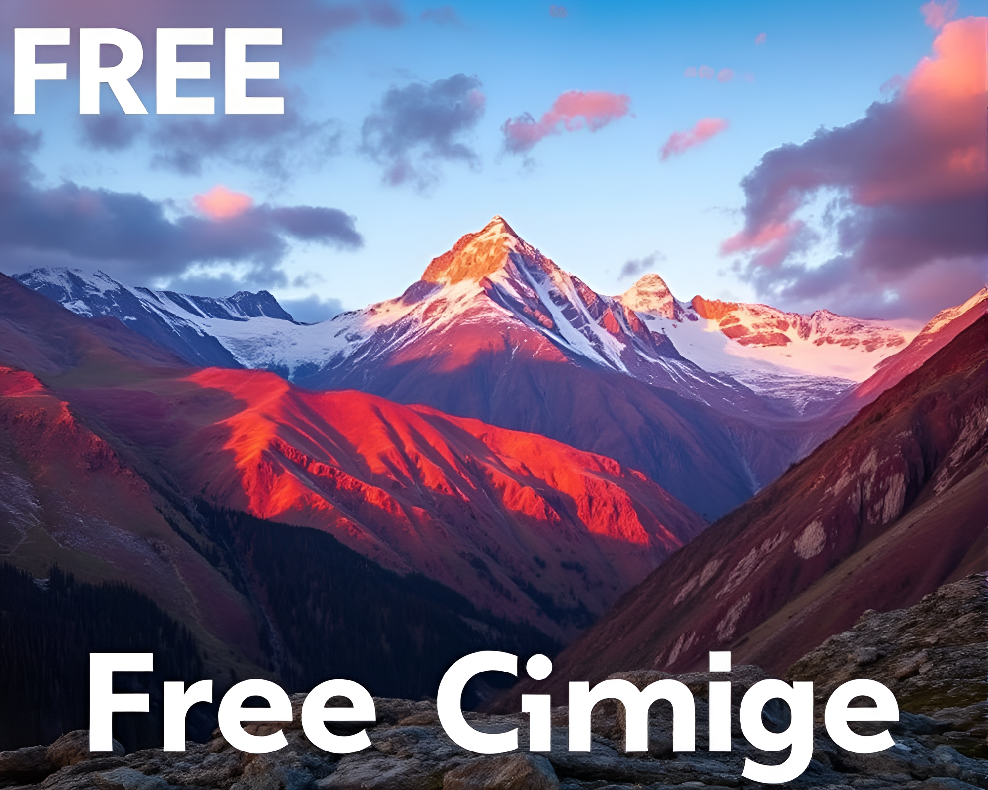 Majestic Mountain Landscape at Sunrise – free AI stock image
