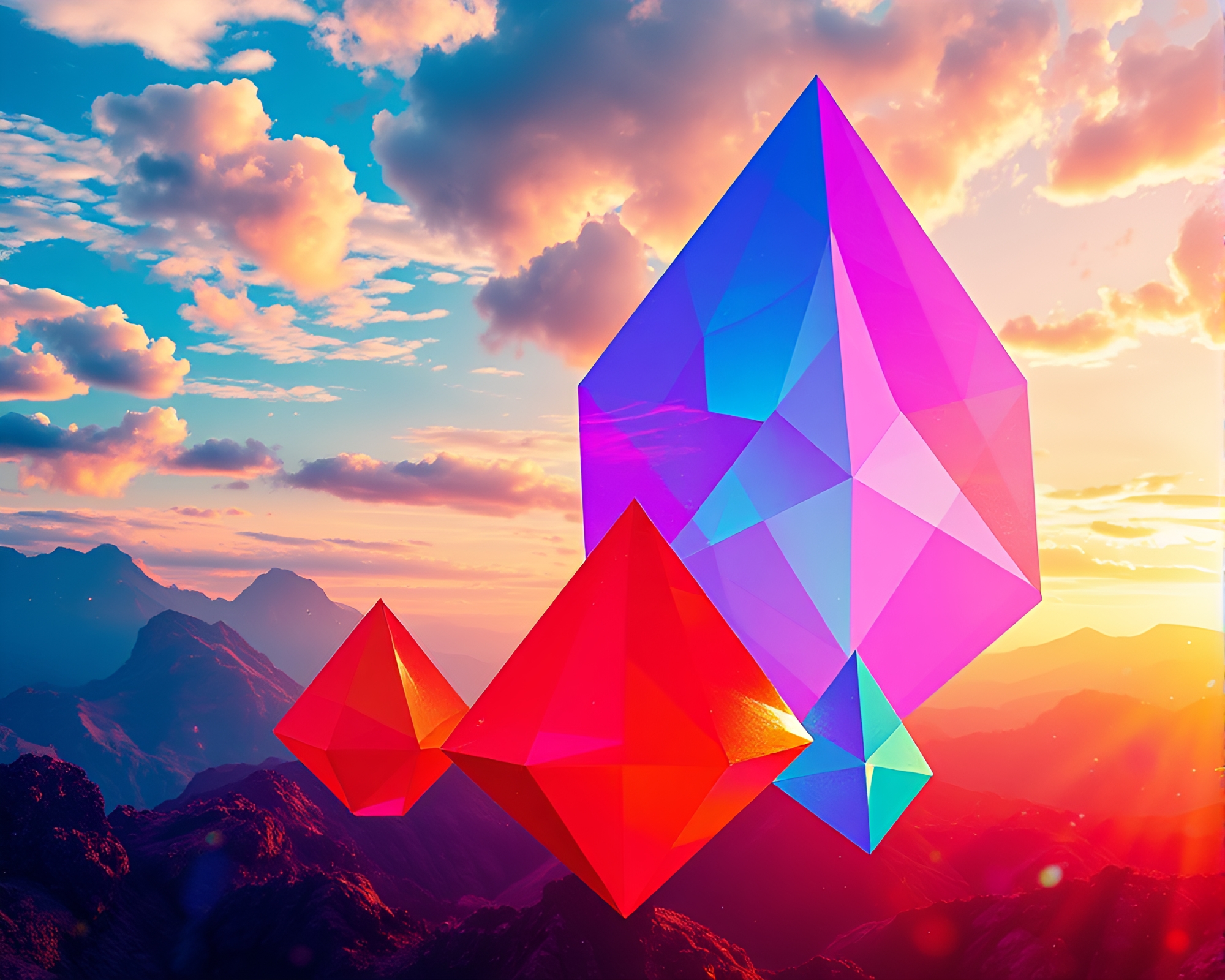 Vibrant Abstract Artwork with Geometric Shapes – free AI stock image