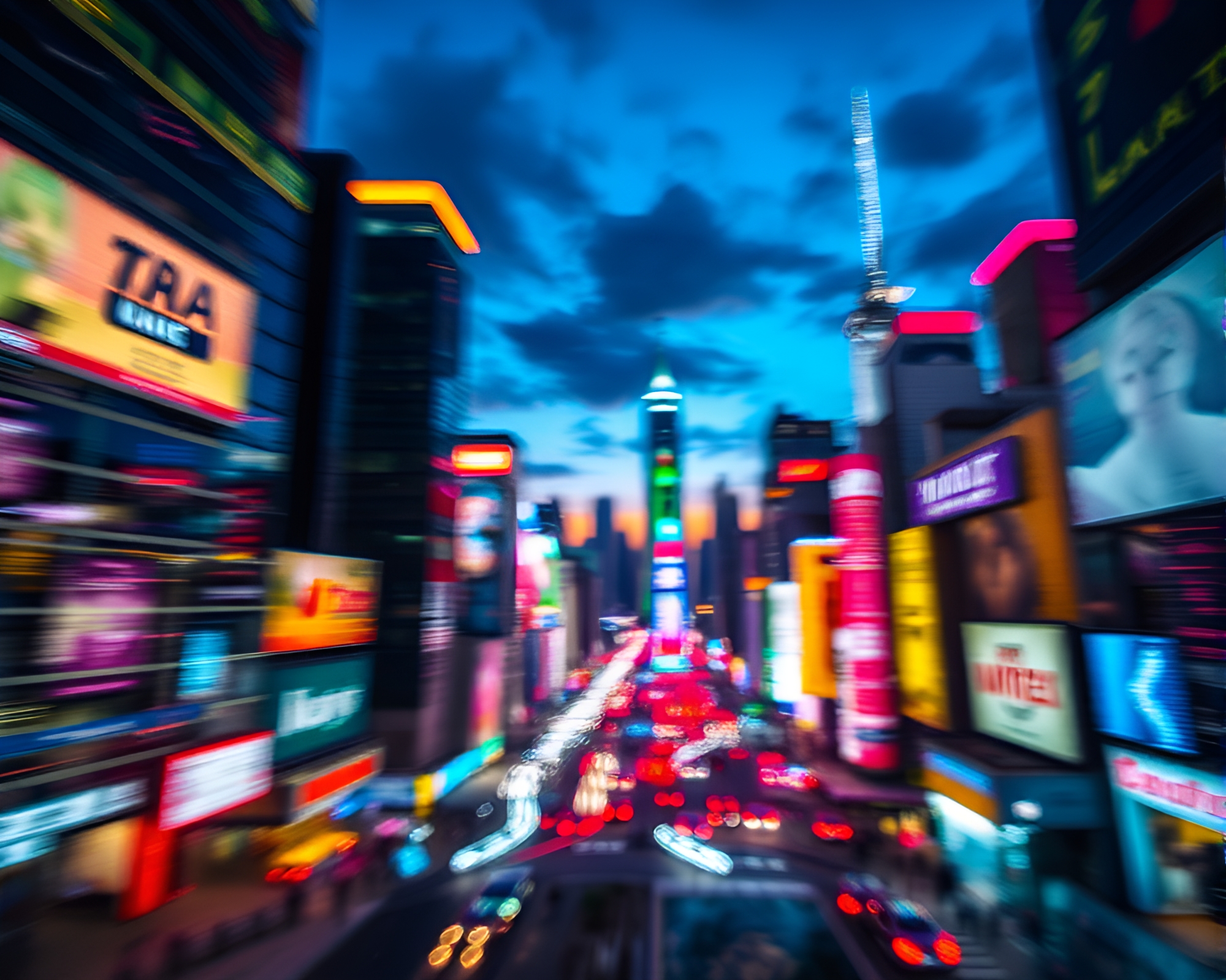 Vibrant Abstract Cityscape Glowing with Neon Lights – free AI stock image
