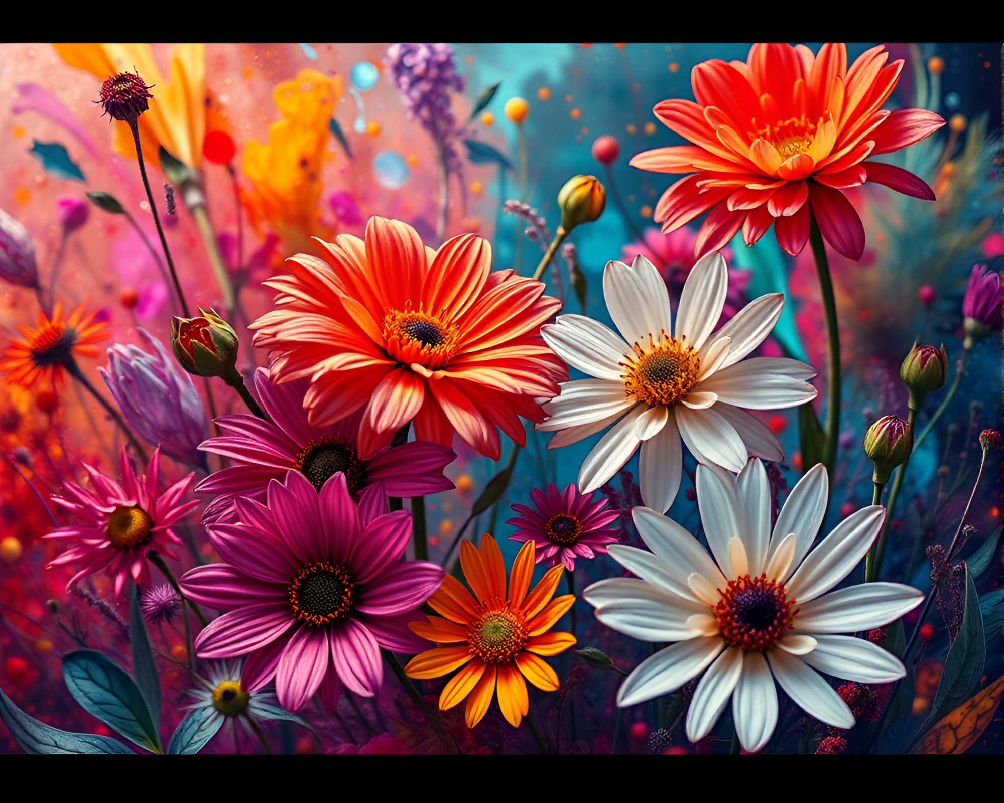 Vibrant Flowers with Abstract Style – free AI stock image