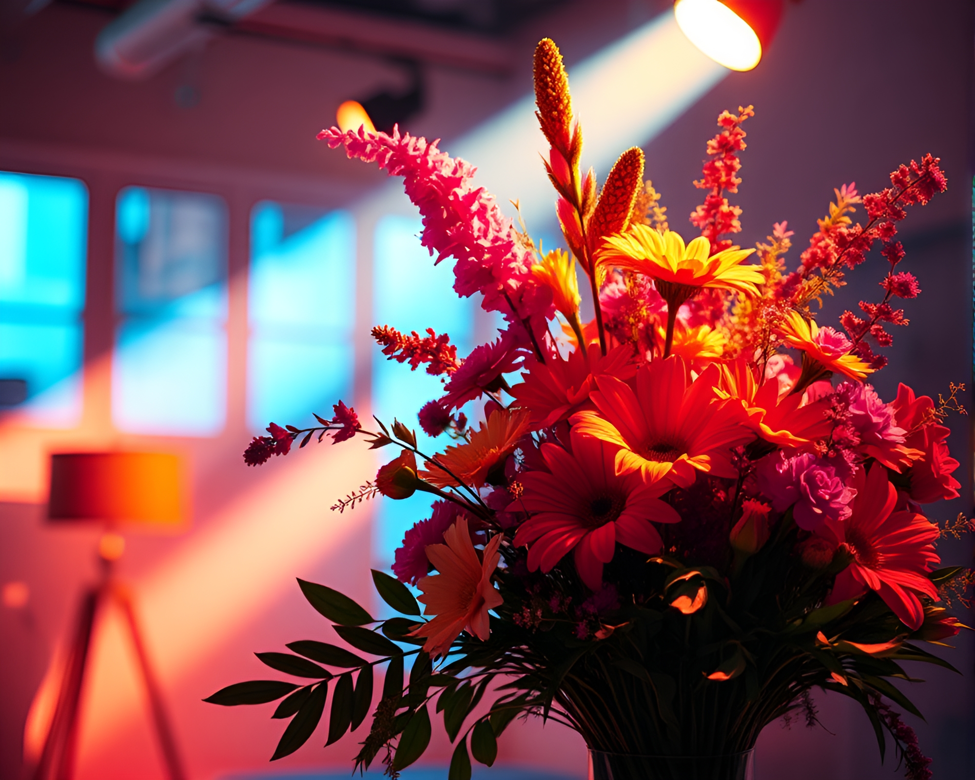 Vibrant floral arrangement in modernist Composition – free AI stock image