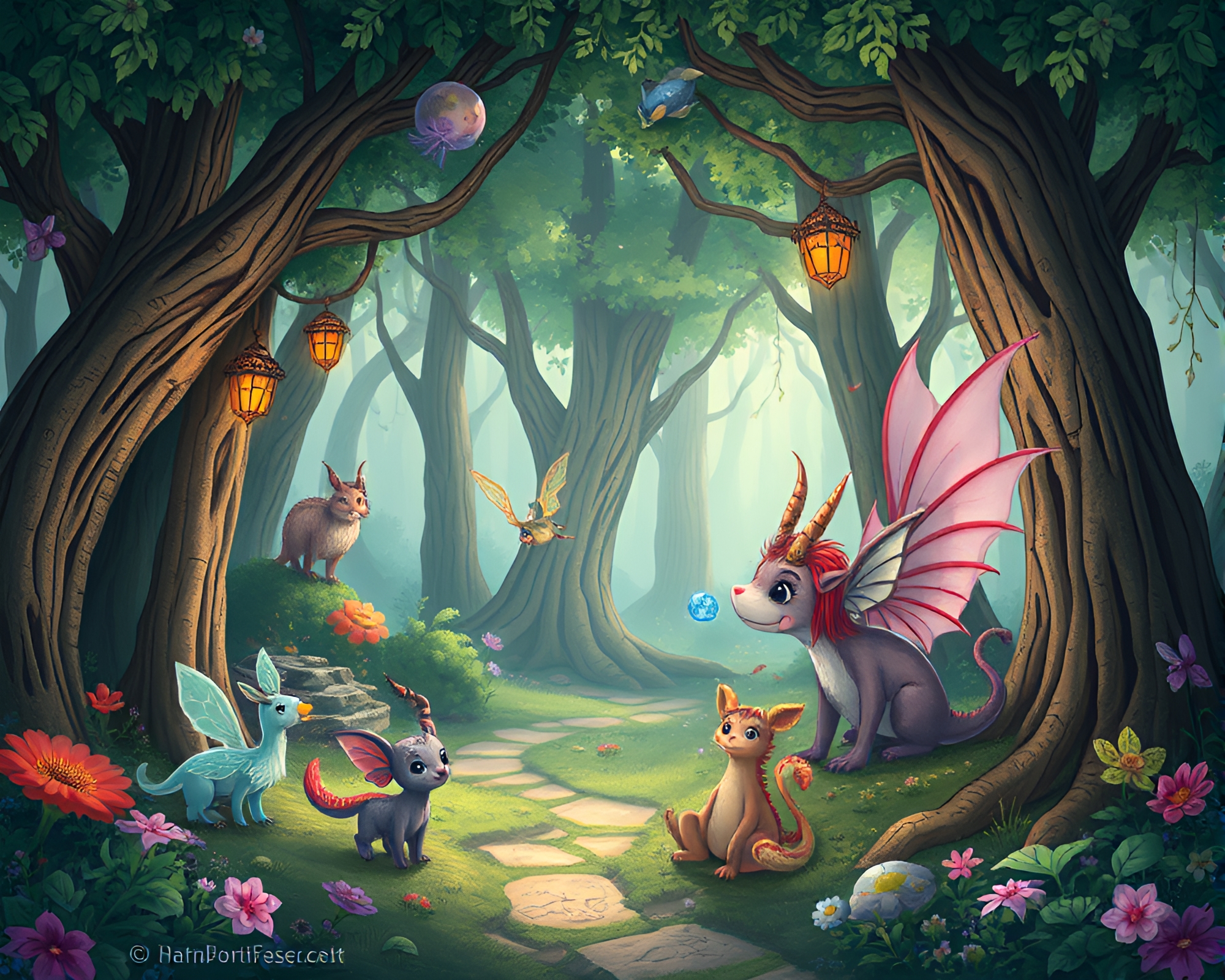 Enchanted Forest Fairy Tale Illustration – free AI stock image