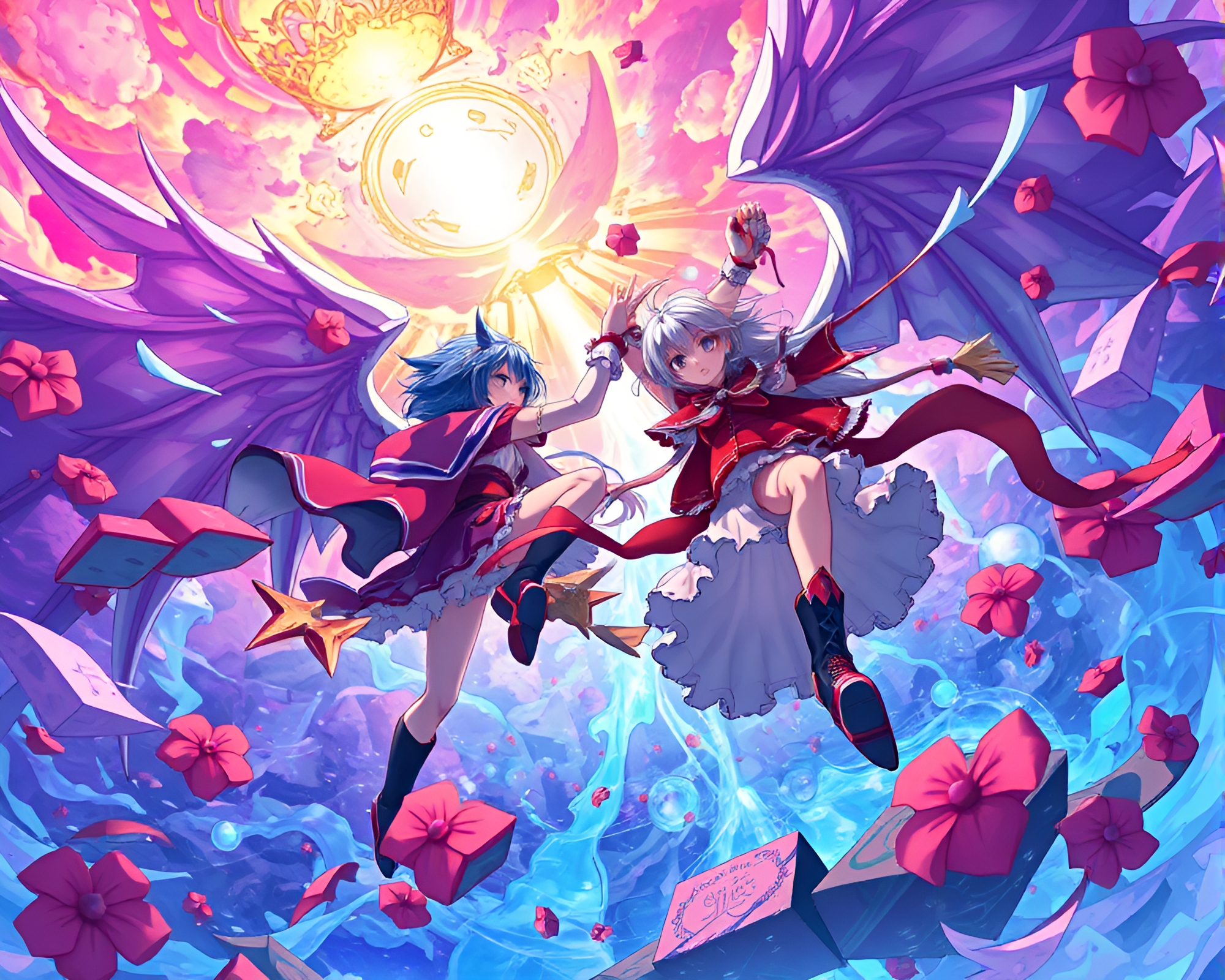 Vibrant Fantasy Illustration in Anime Style – free AI stock image