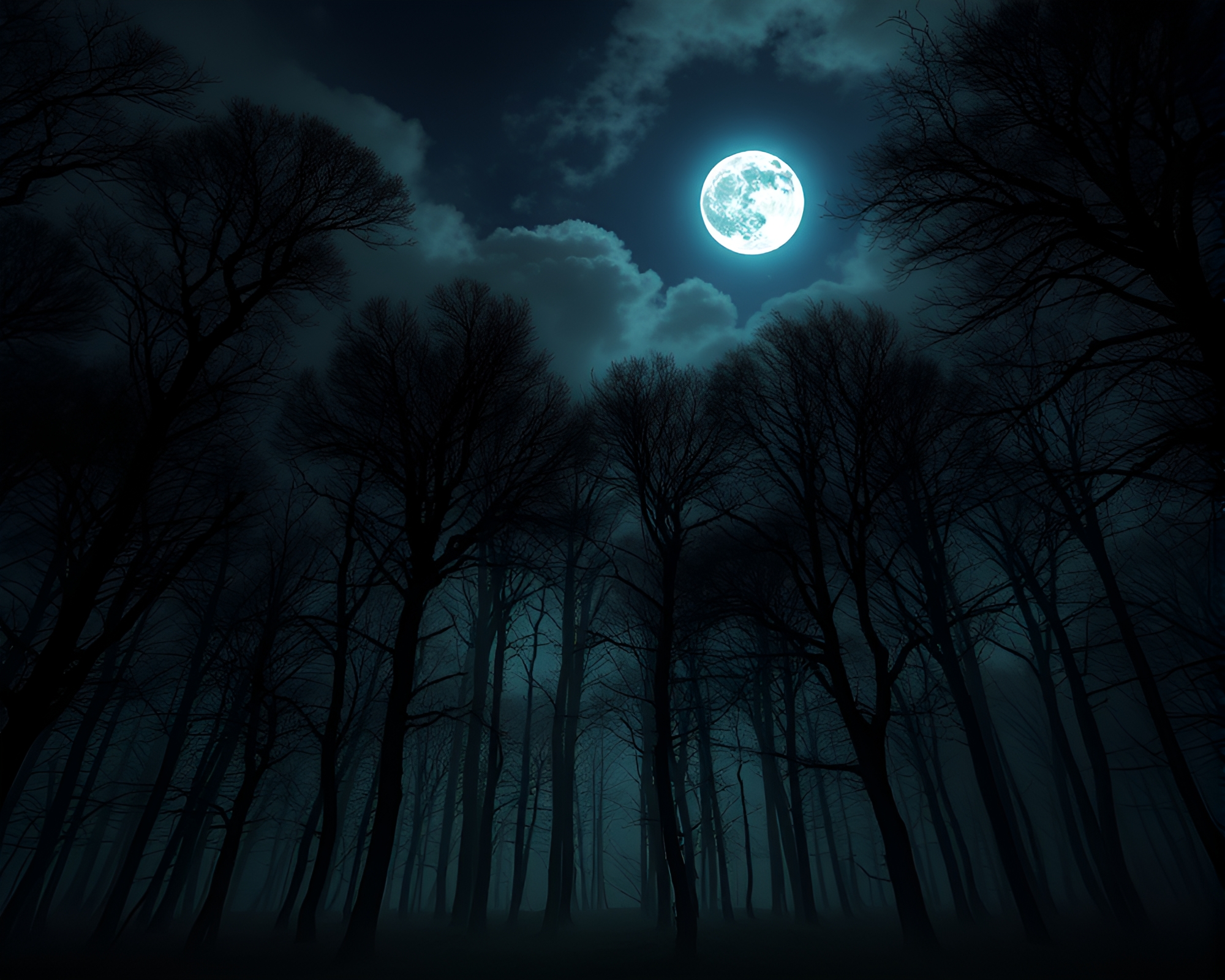 Surreal Midnight Forest Dream – free AI stock image