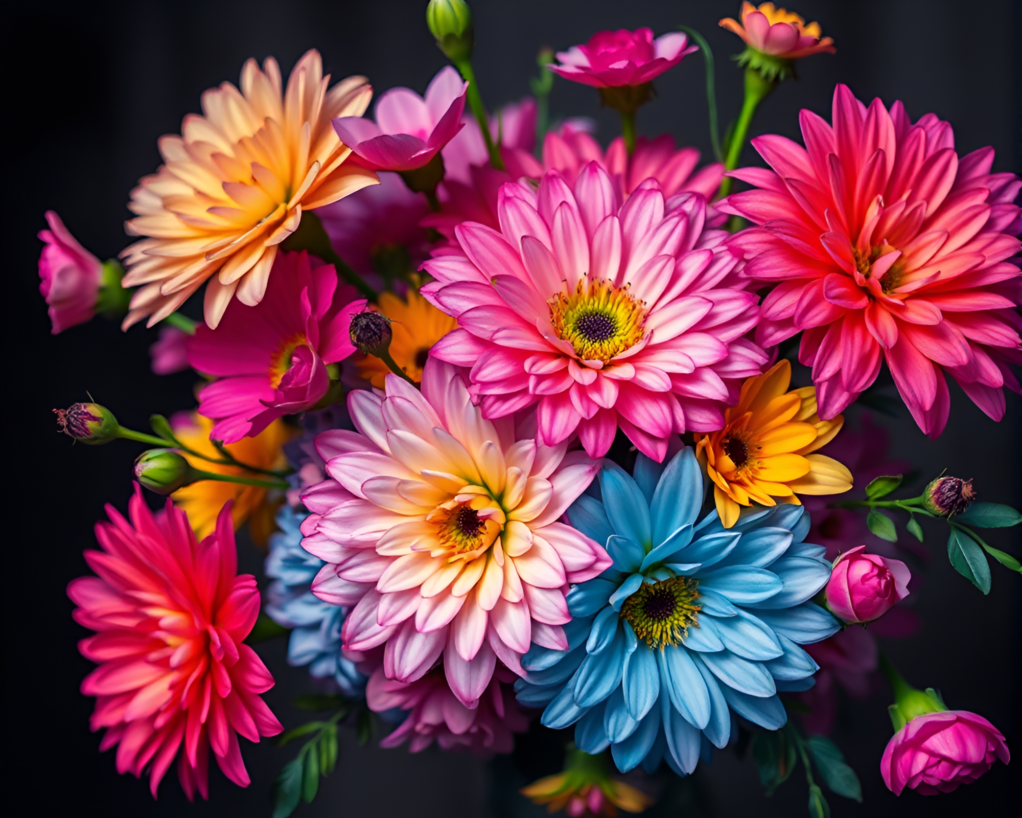 Vibrant Floral Bouquet in Modern Ethereal Style – free AI stock image