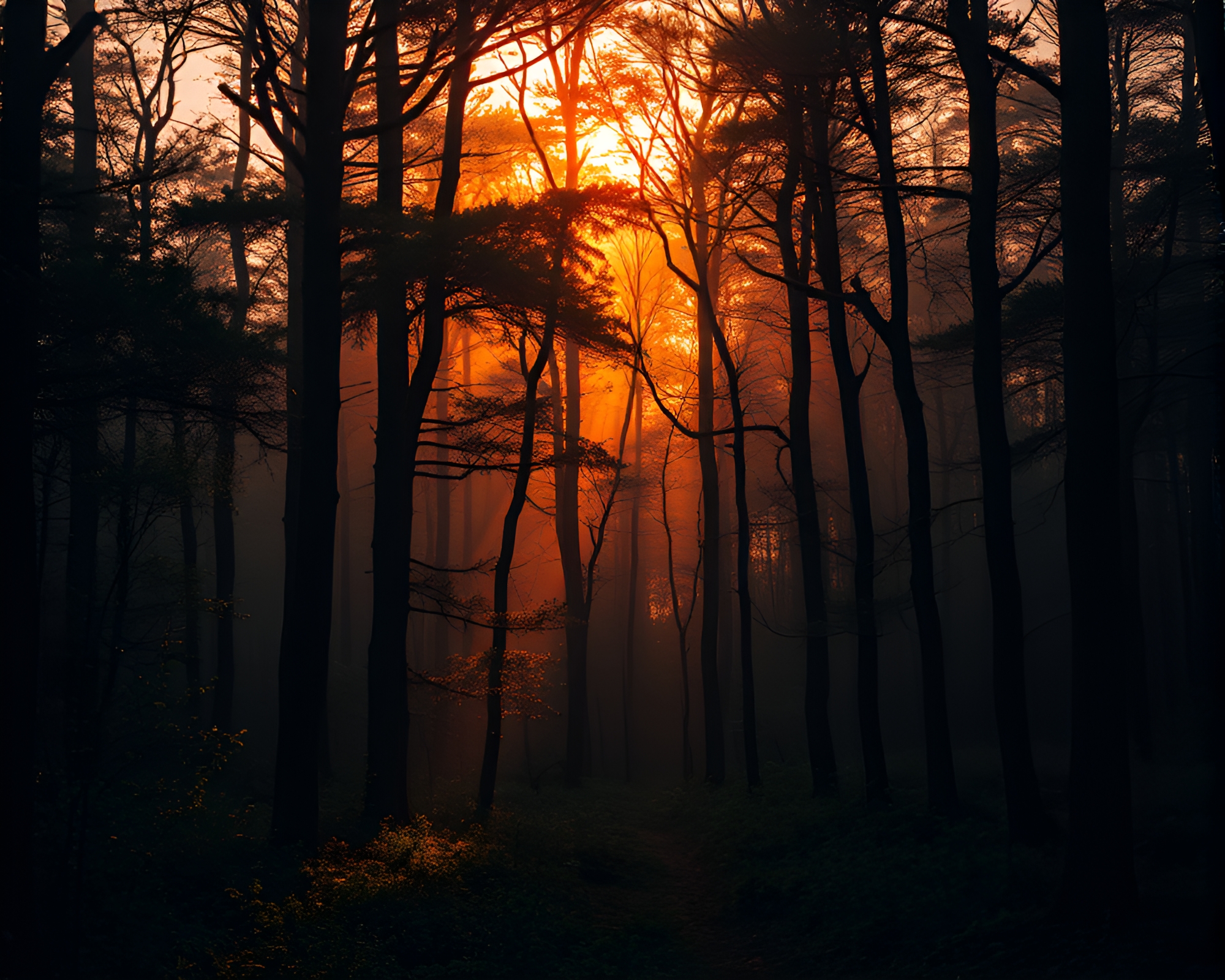 Ethereal Forest at Dusk – free AI stock image