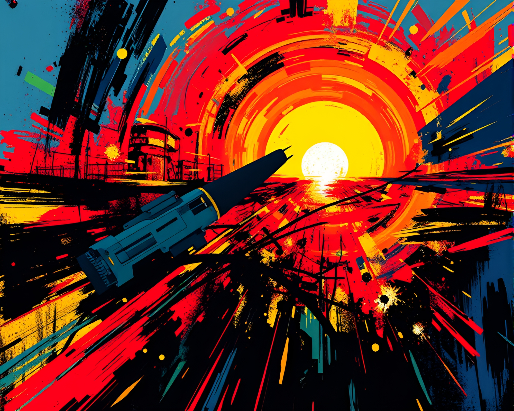 Vibrant Sunset in Abstract Art Composition – free AI stock image