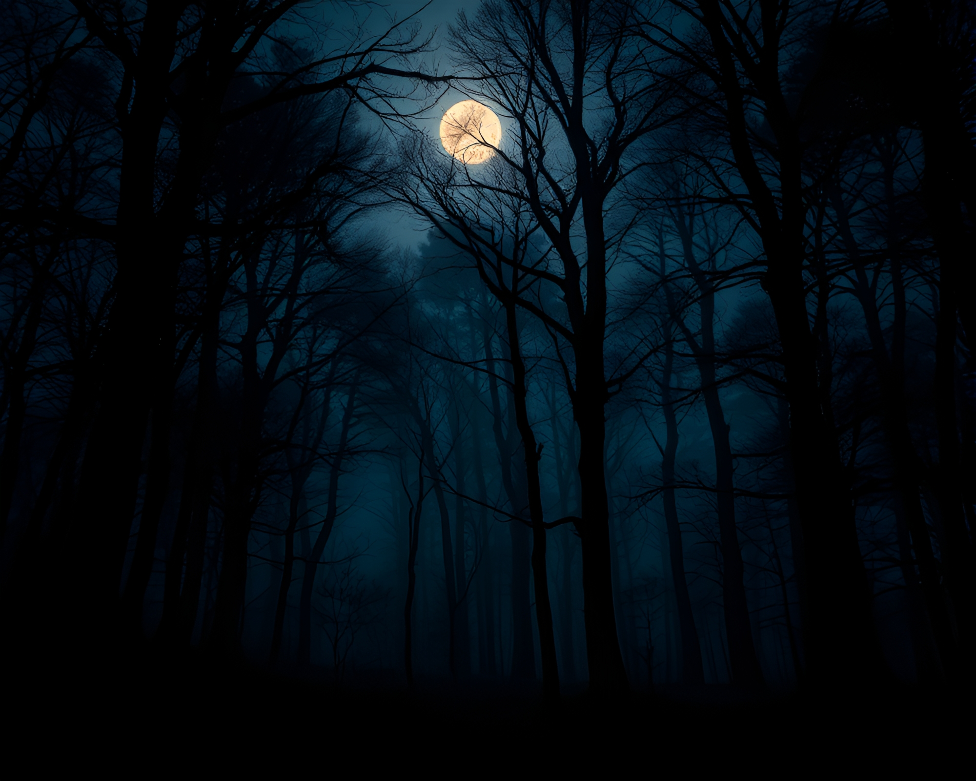 Ethereal Forest Illuminated by Moonlight – free AI stock image