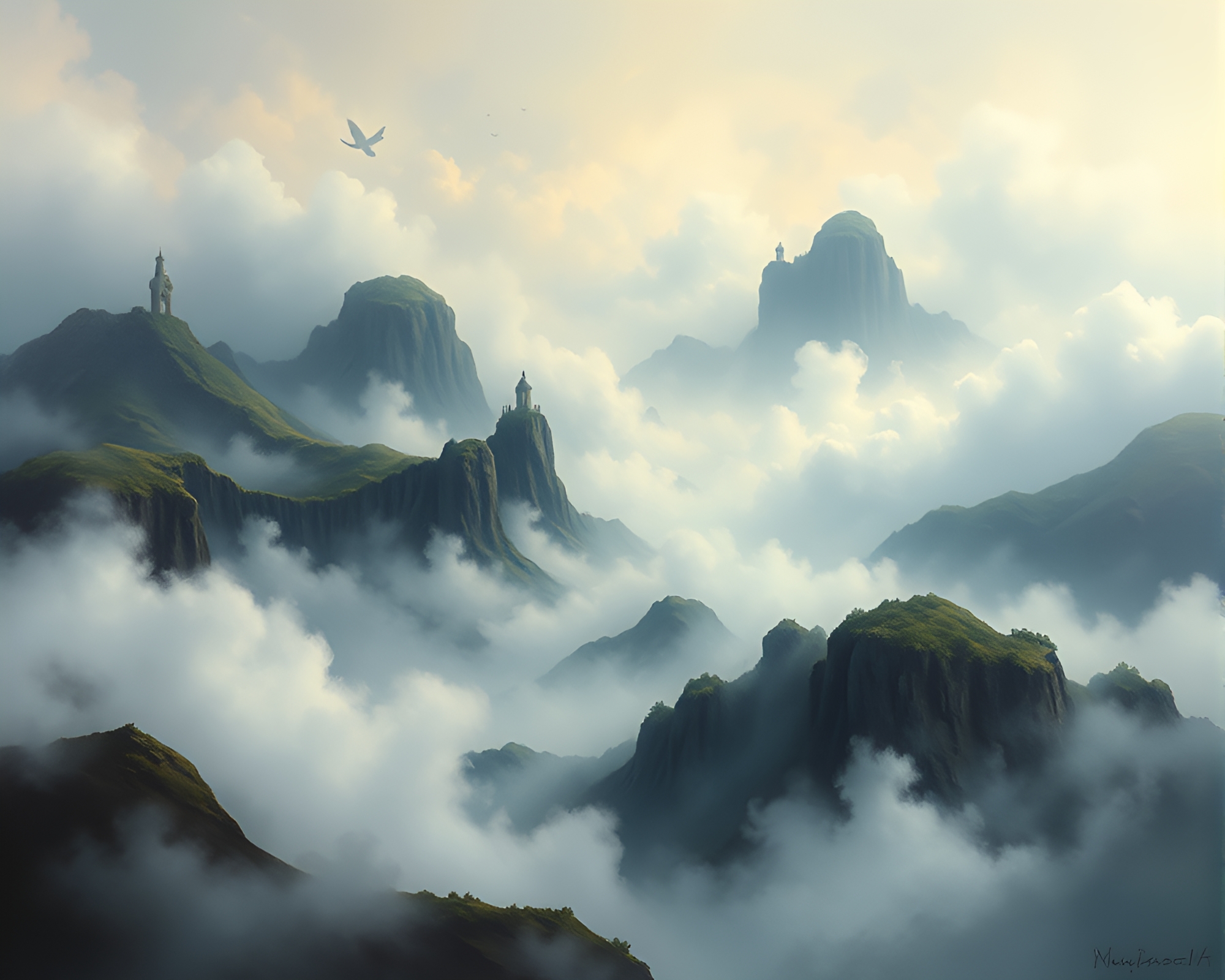 Surrealism in the Mist of Dreamscapes – free AI stock image