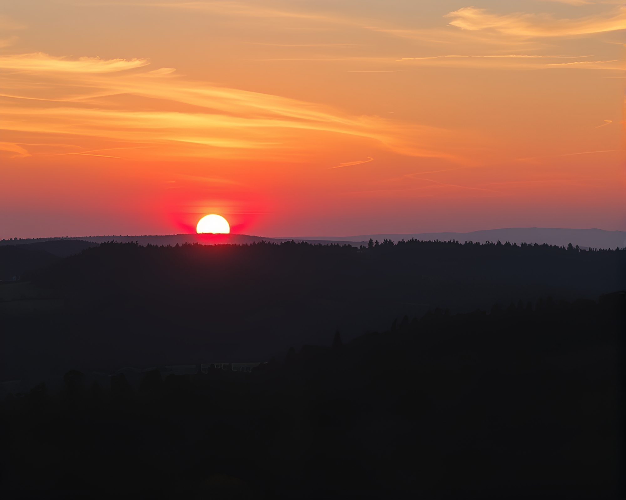Vibrant Forest Sunset Landscape Painting – free AI stock image