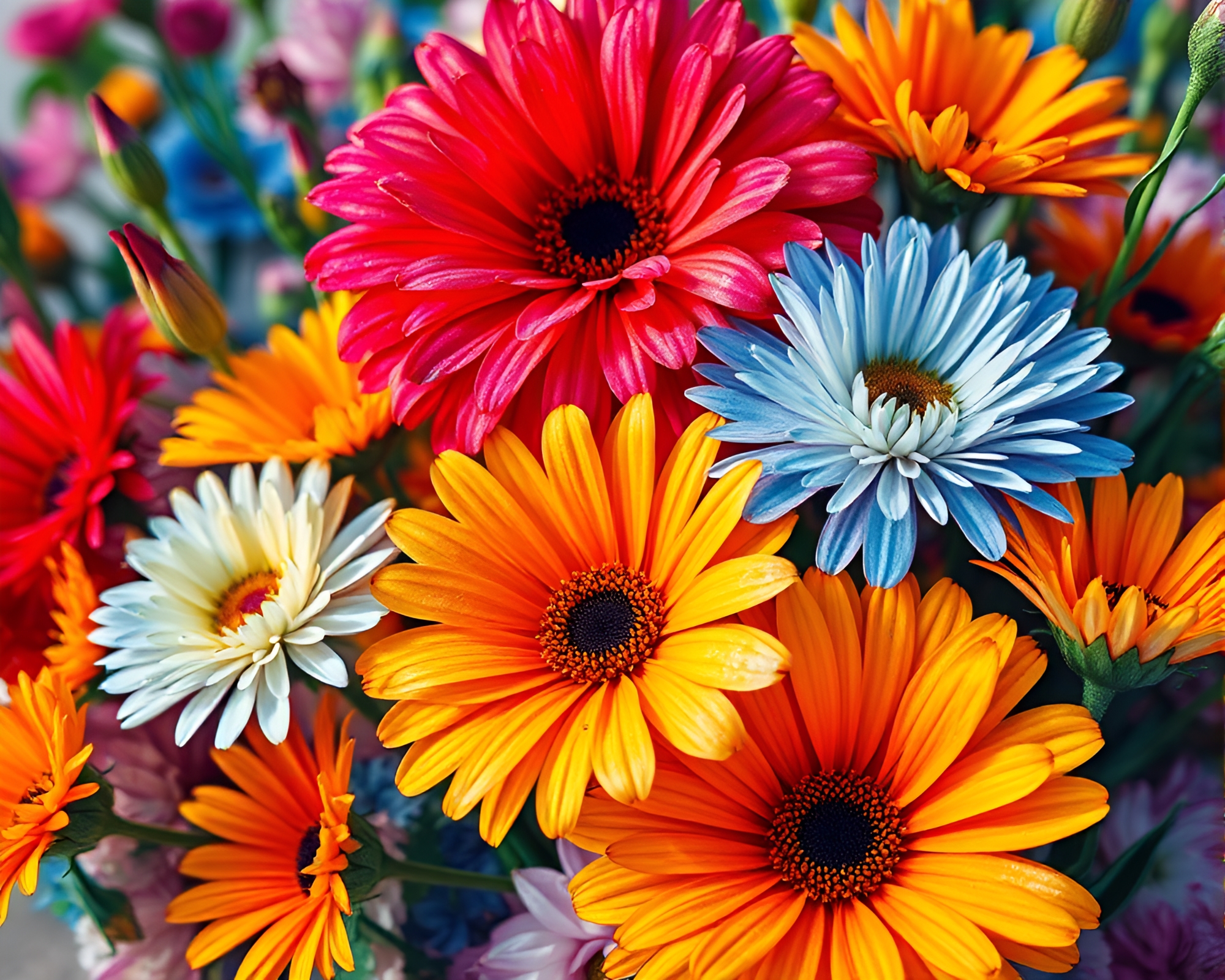 Vibrant Flowers in Watercolor Style – free AI stock image