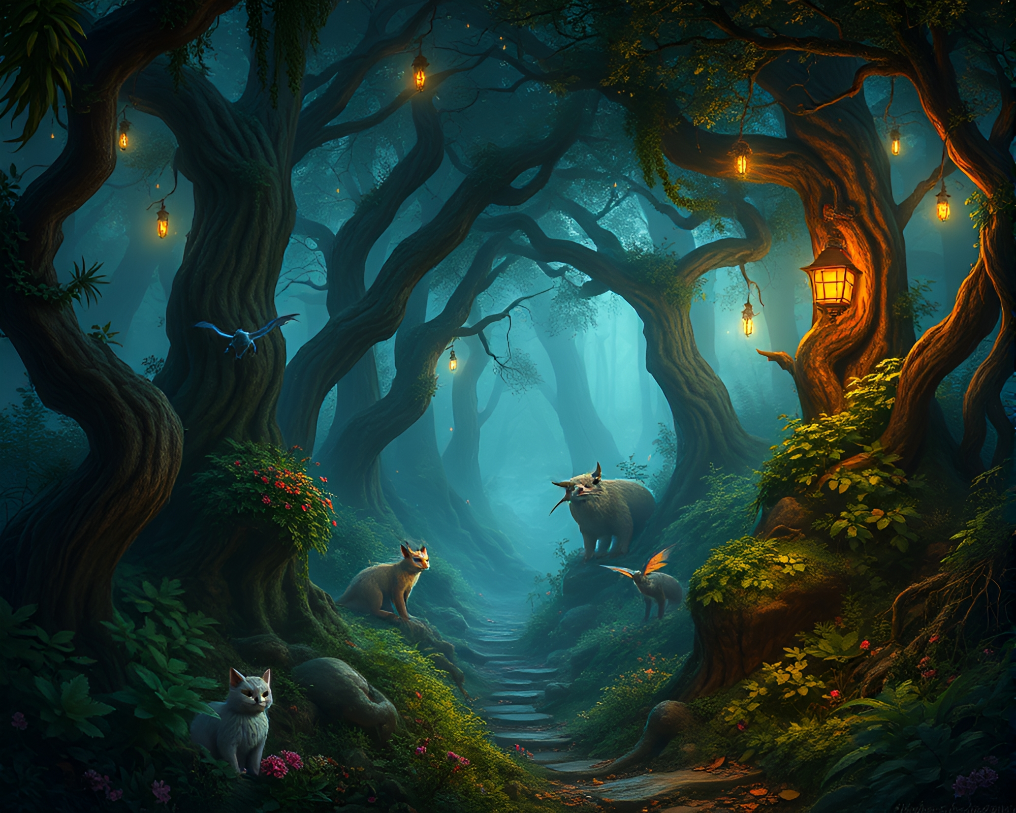 Mystical Forest Exploration Adventure – free AI stock image