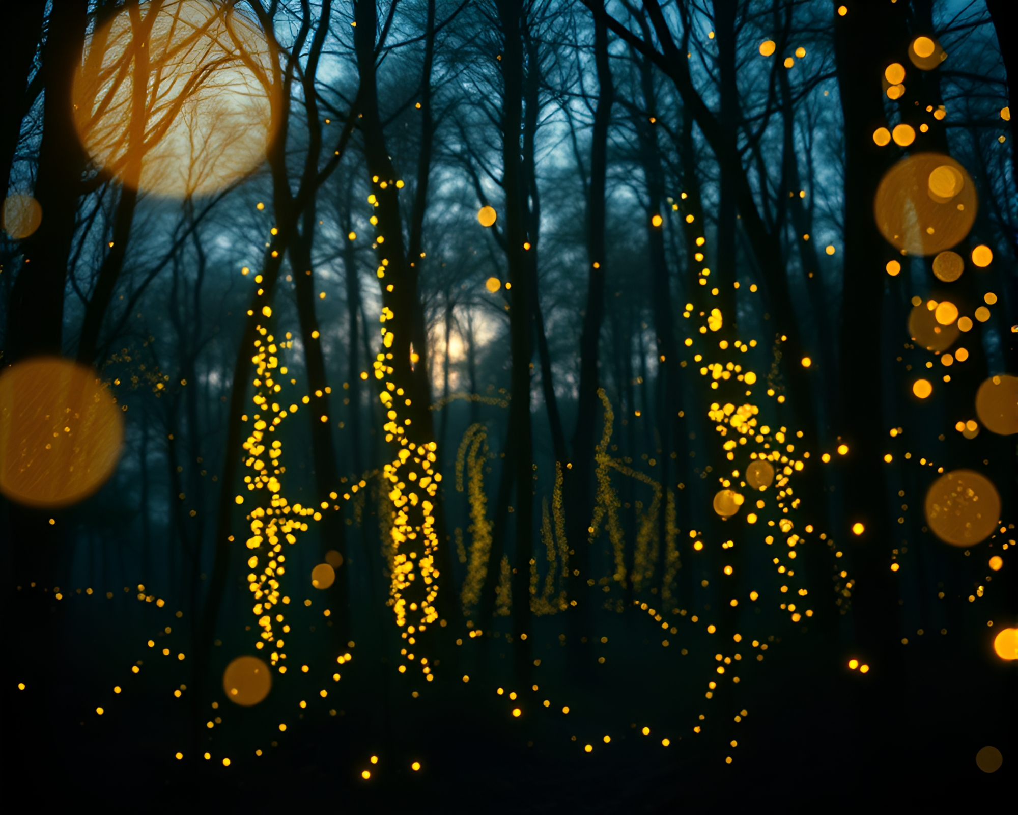 Mystical Forest with Glowing Fireflies – free AI stock image