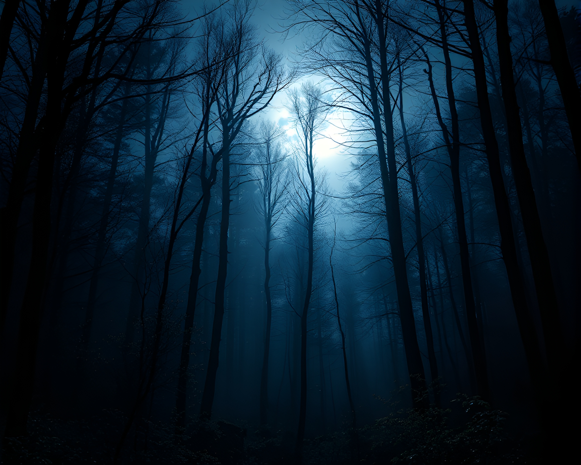 Glowing Forest In Magical Moonlight – free AI stock image