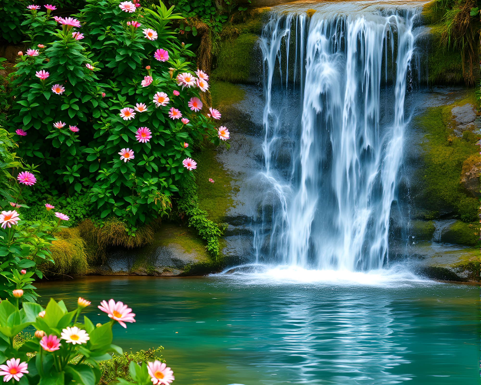 Mystical Waterfall: A Serene Nature Escape – free AI stock image