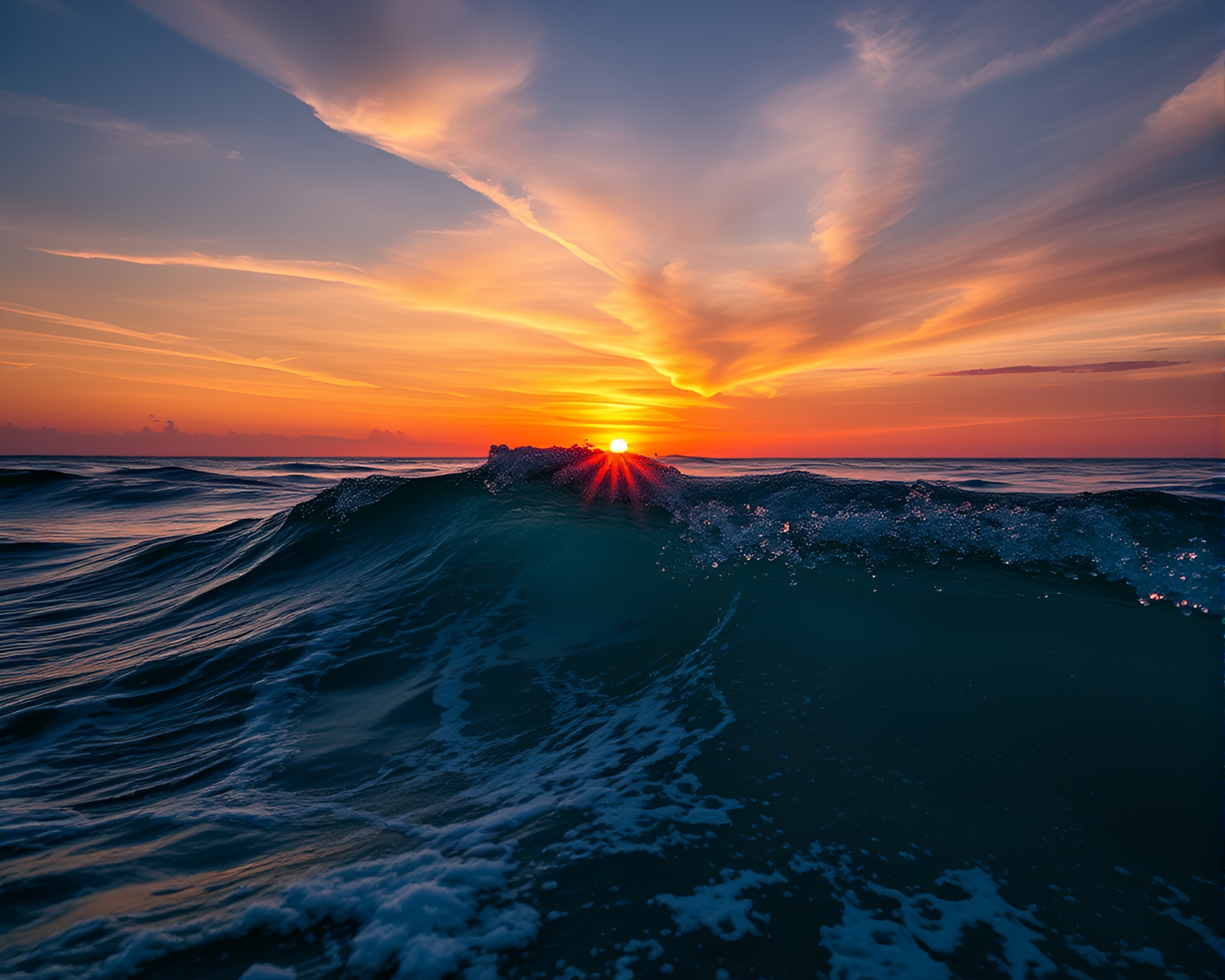 Majestic Ocean Waves at Sunset – free AI stock image