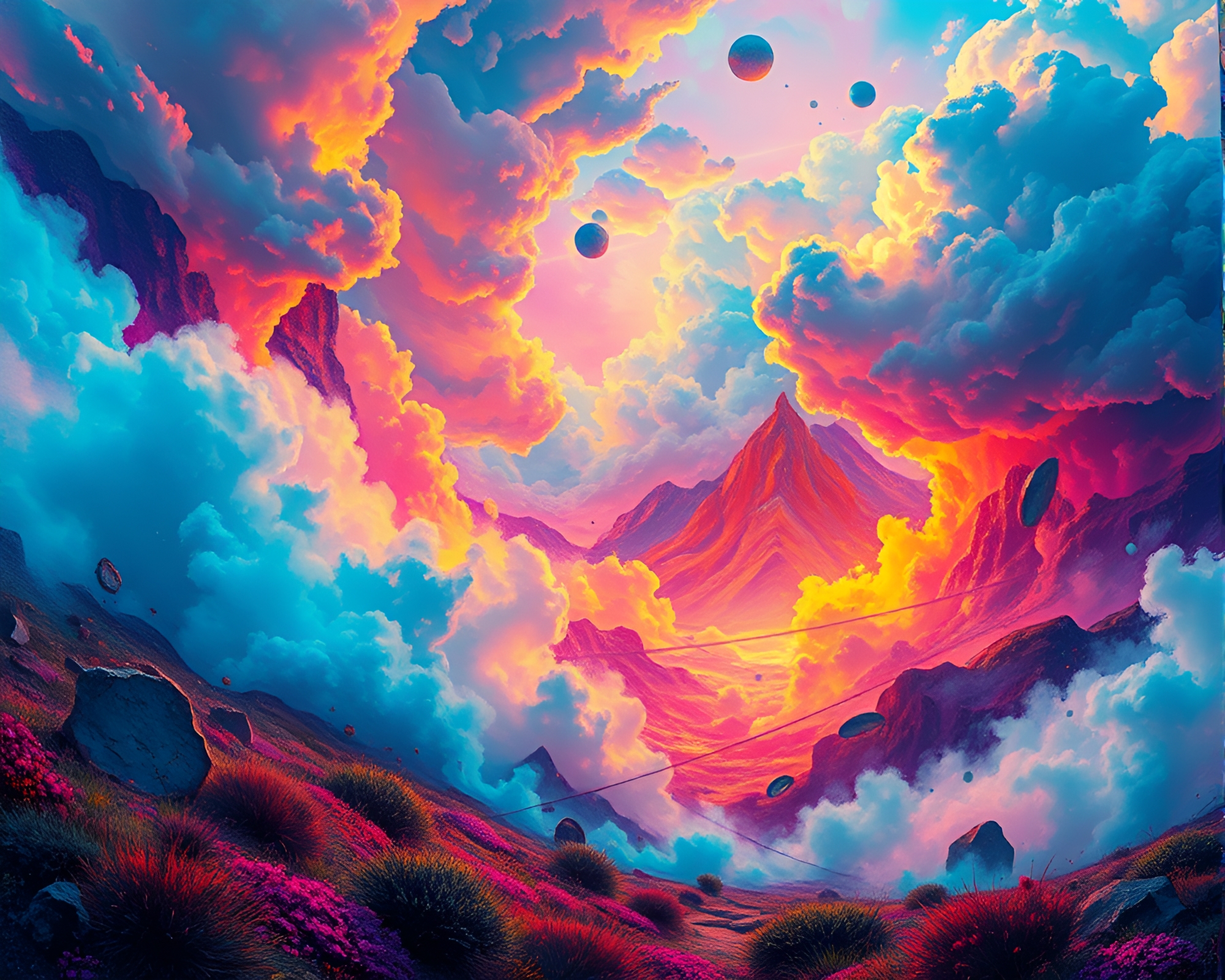 Vibrant Landscape Photography with Surreal Style – free AI stock image