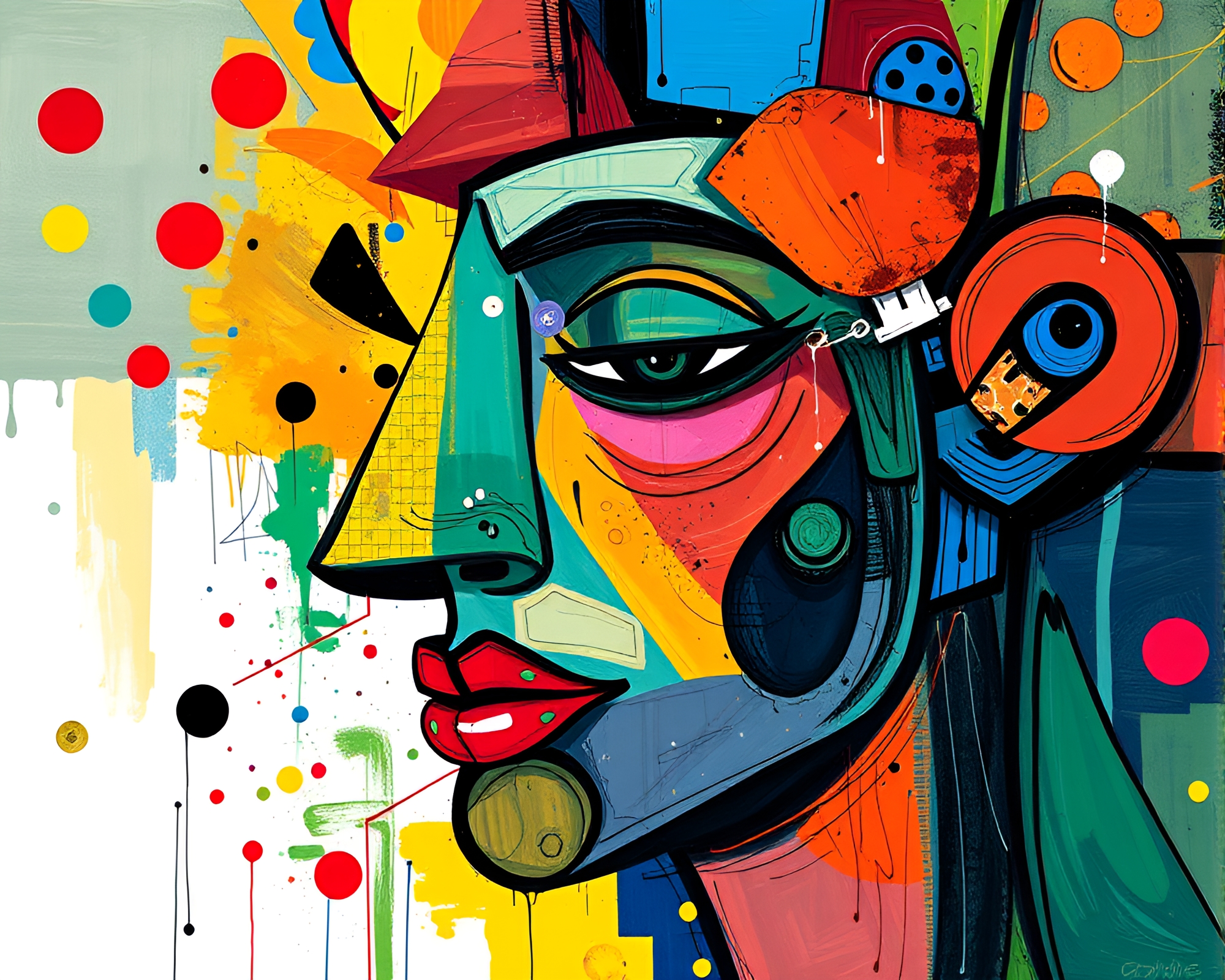 Vibrant Abstract Artwork in Cubism – free AI stock image