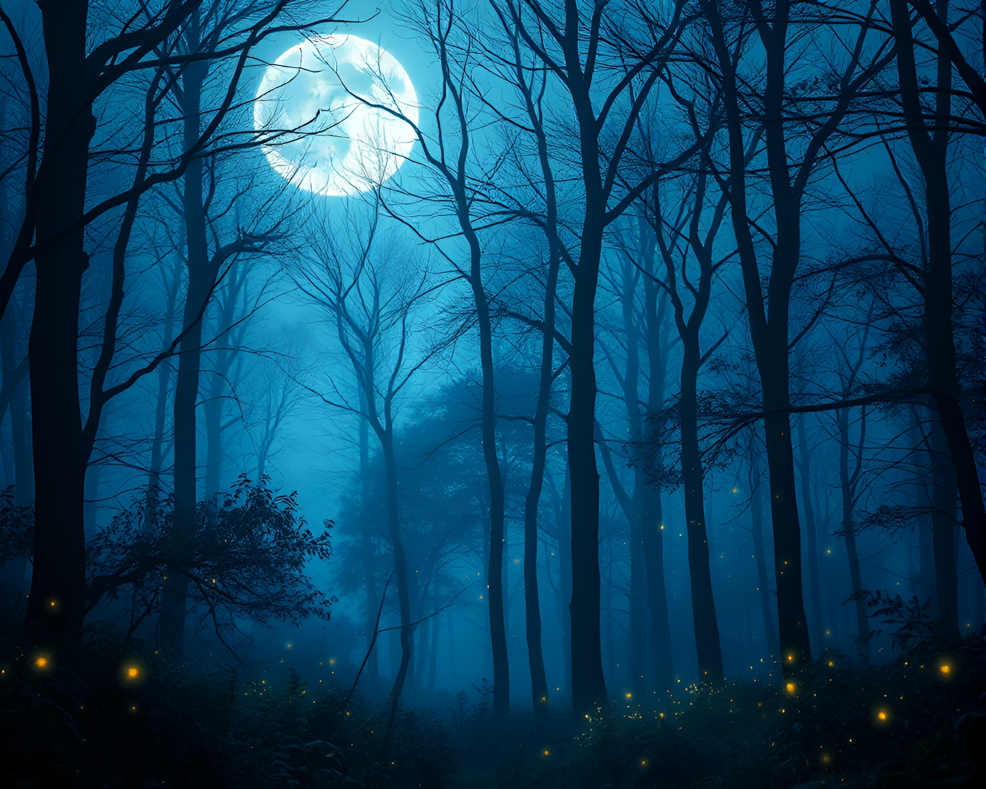 Enchanted Forest under Moonlit Sky – free AI stock image