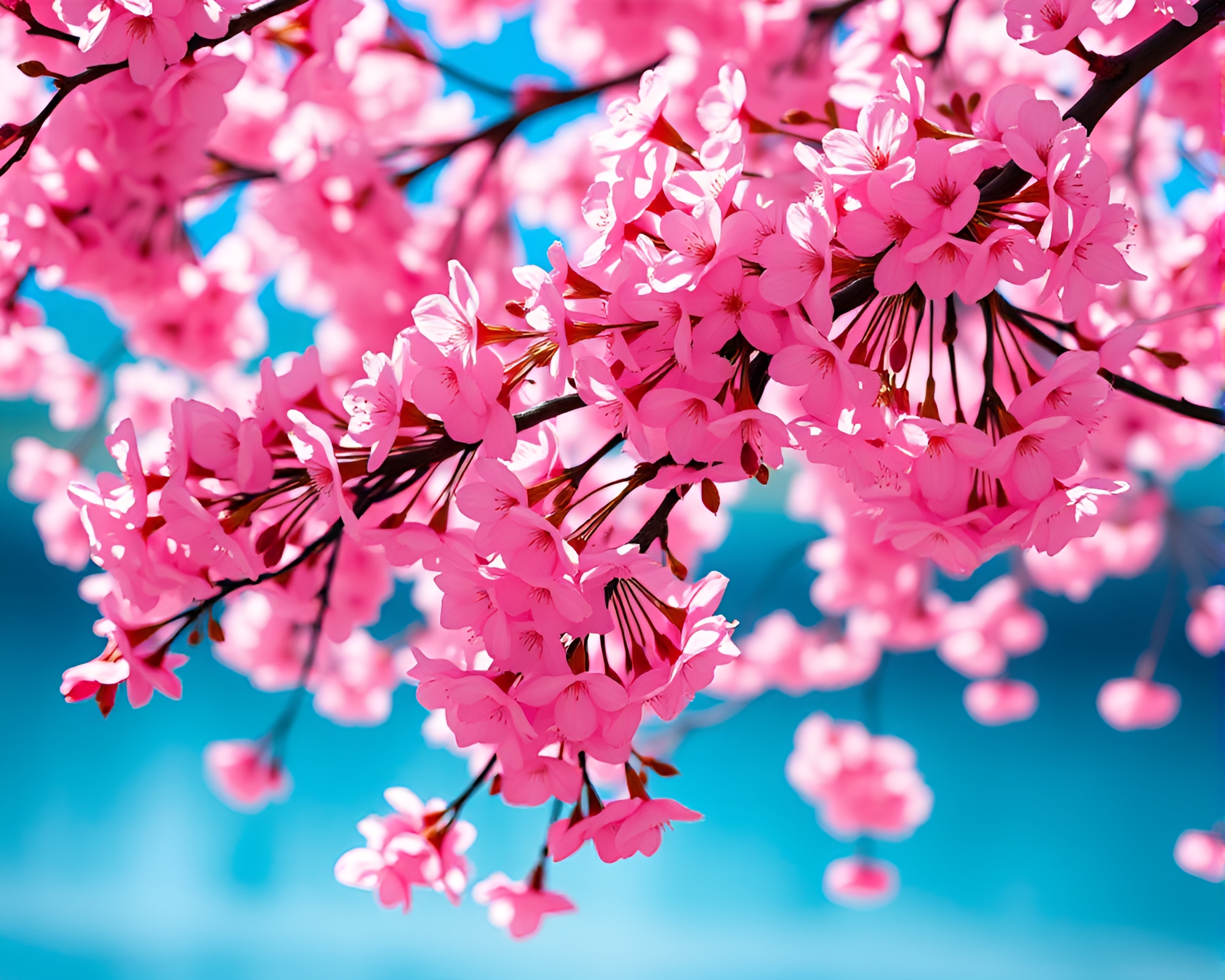 Vibrant cherry blossoms in Japanese style – free AI stock image