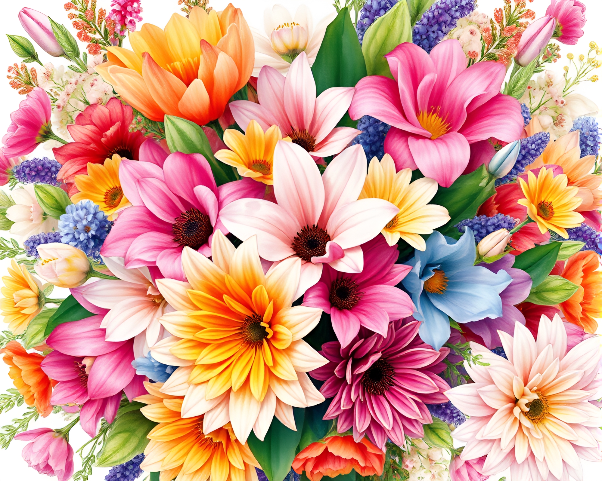 Vibrant Floral Illustration Bursting with Elegance – free AI stock image