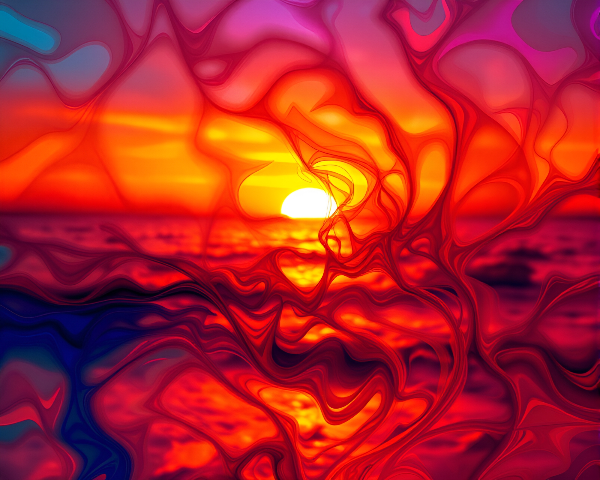 Vibrant Sunset in Abstract Landscape Artwork – free AI stock image