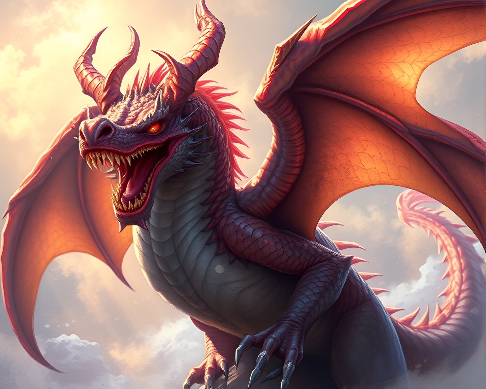 Stunning Fantasy Dragon Illustration in Blue Tones – free AI stock image